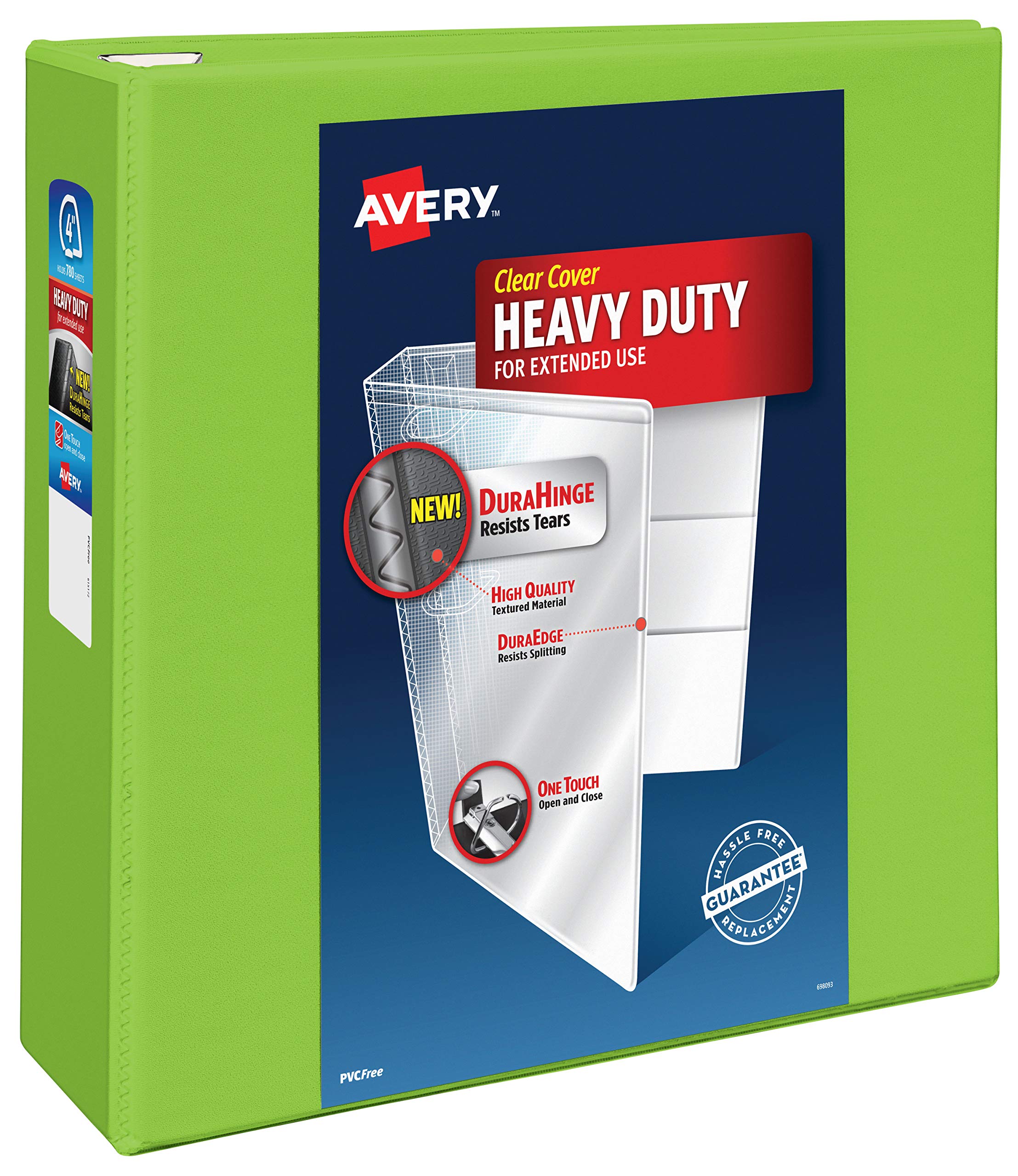 Avery Heavy-Duty View Binder with 4" One Touch EZD Rings, Chartreuse (79812)