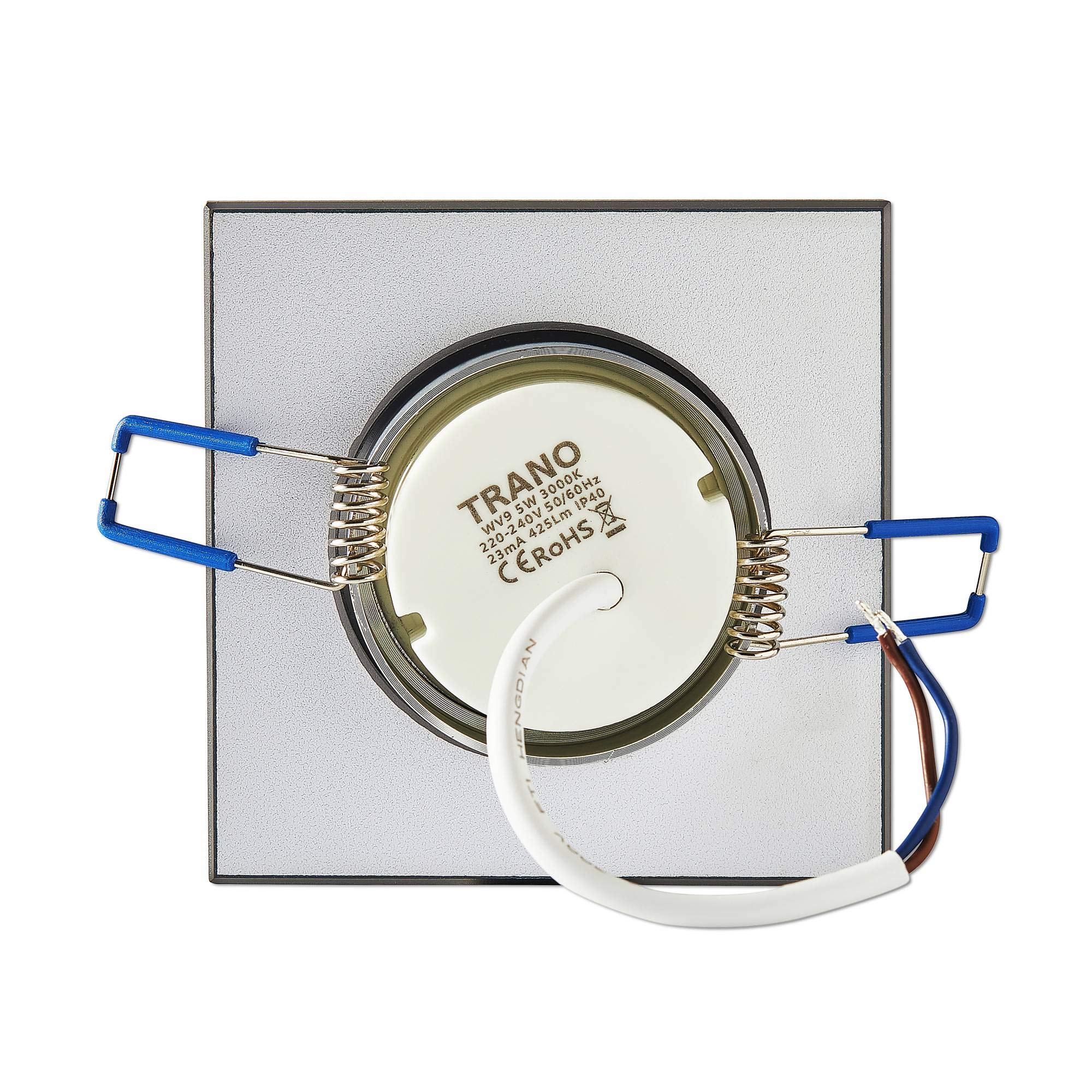 10x LED Einbaustrahler Set eckig schwarz-matt 6,5 Watt neutralweiß 230V - Deckenstrahler flach aus Glas Deckenleuchte - Deckenspot 75mm Bohrloch Einbauleuchte Einbau-spot