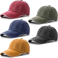 Norme 5-Pack Unisex Vintage Cotton Baseball Caps - Low Profile Adjustable Dad Hats, Washed Distressed Twill for Men & Women
