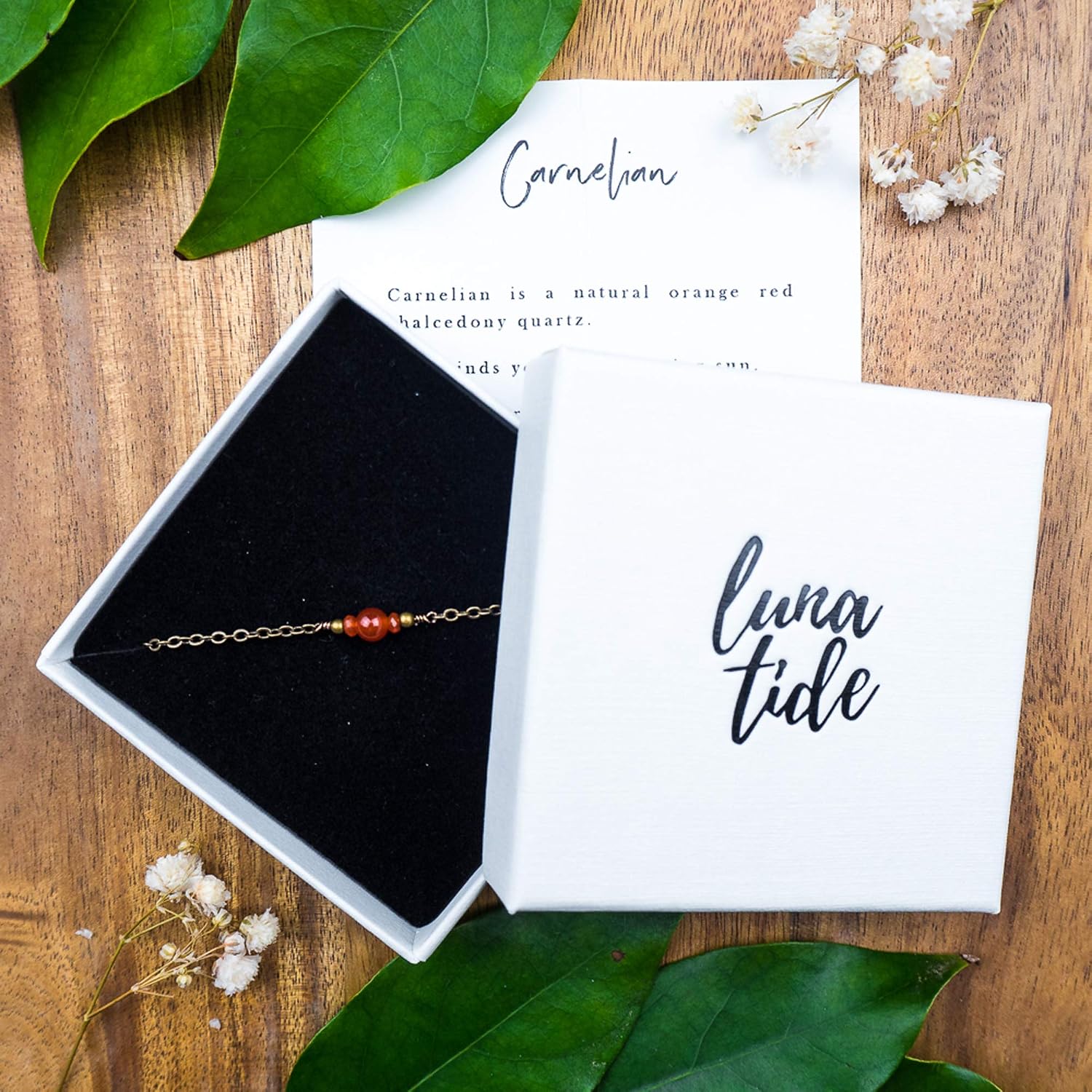 Luna Tide Carnelian Dainty Anklet in Bronze