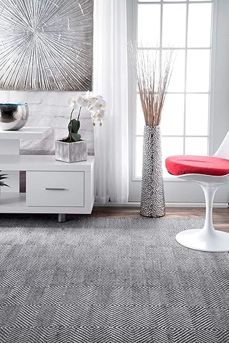 Miniatura 2 de nuLOOM Ago - Alfombra geométrica de lana, 8x10, gris