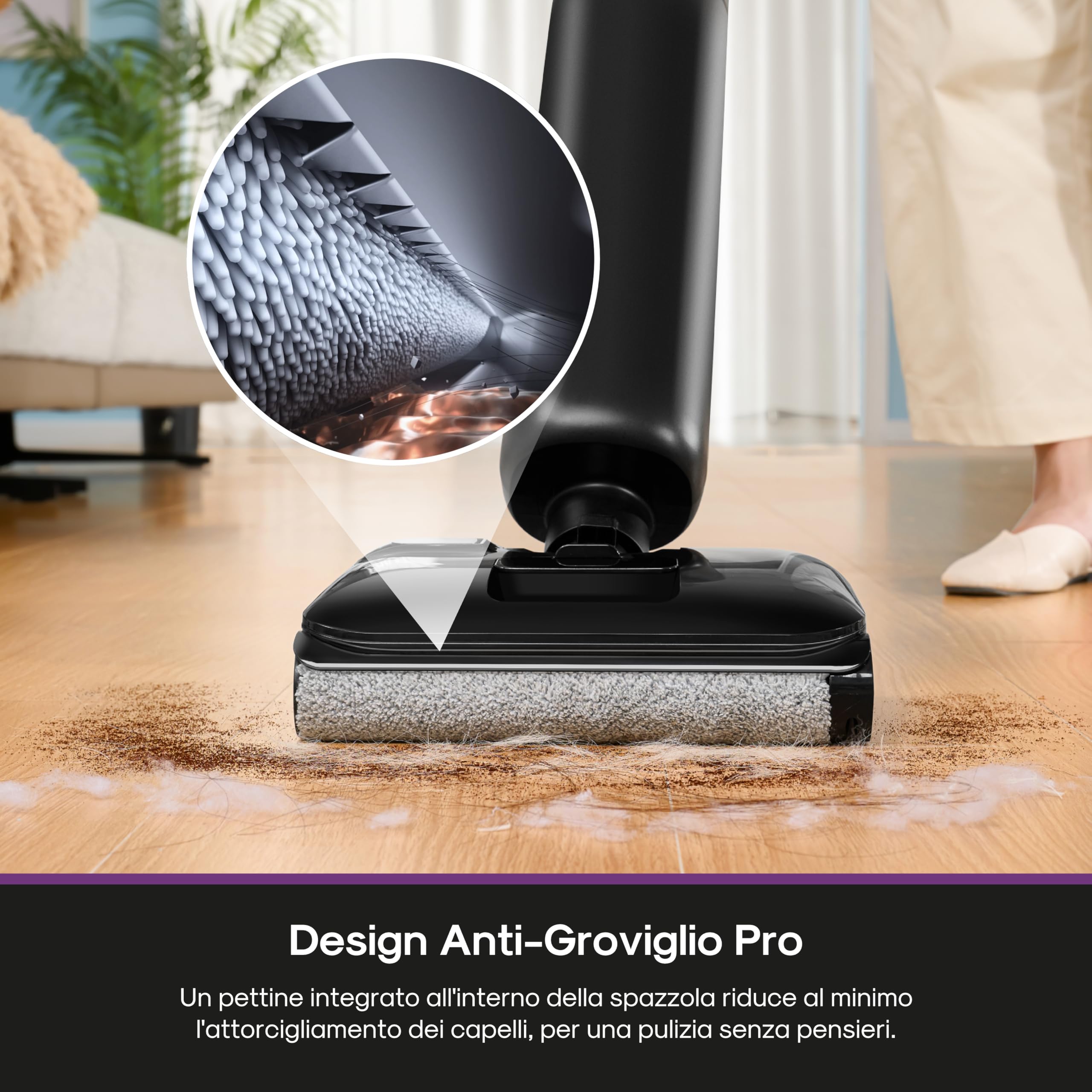 EUREKA FloorShine 460 Lavapavimenti Senza Fili, Design Piatto 180° 11,5cm, Aspirazione 17000Pa 80% Recupero Acqua, Anti-Groviglio Pro, Pulizia Bordi, Auto-Asciugatura, Leggero 3,93kg