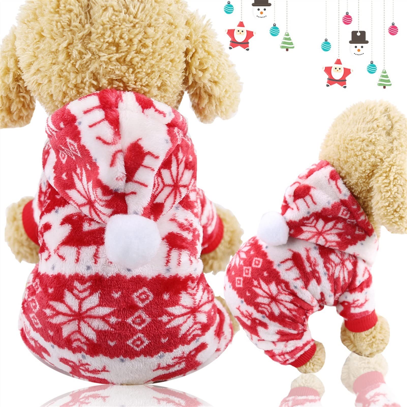 Pyjama en polaire pour petit chien - Combinaison chaude taille XS de Noël