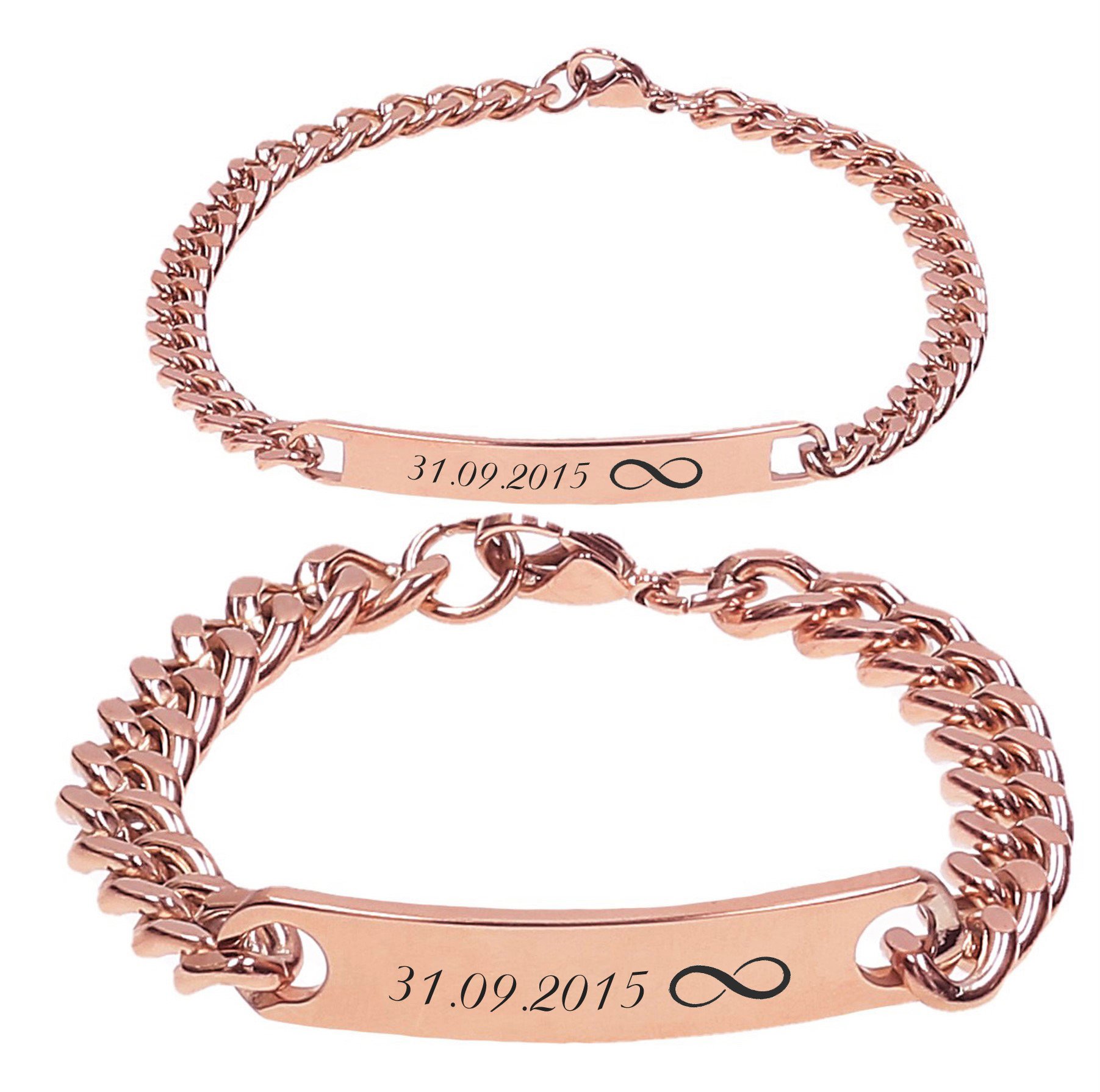 ID Edelstahl Armbänder Partnerlook + Gravur nach Wunsch 4 Farben Partnerarmbänder mit Box