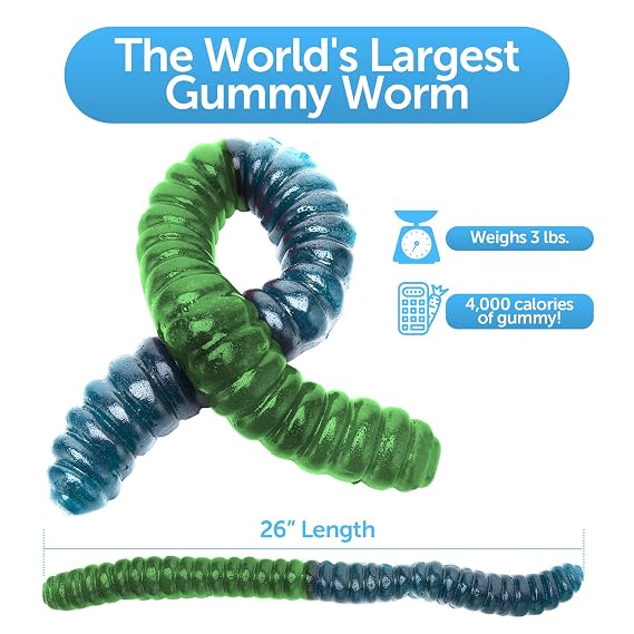 World's Largest Gummy Worm - Blue Raspberry/Green Apple