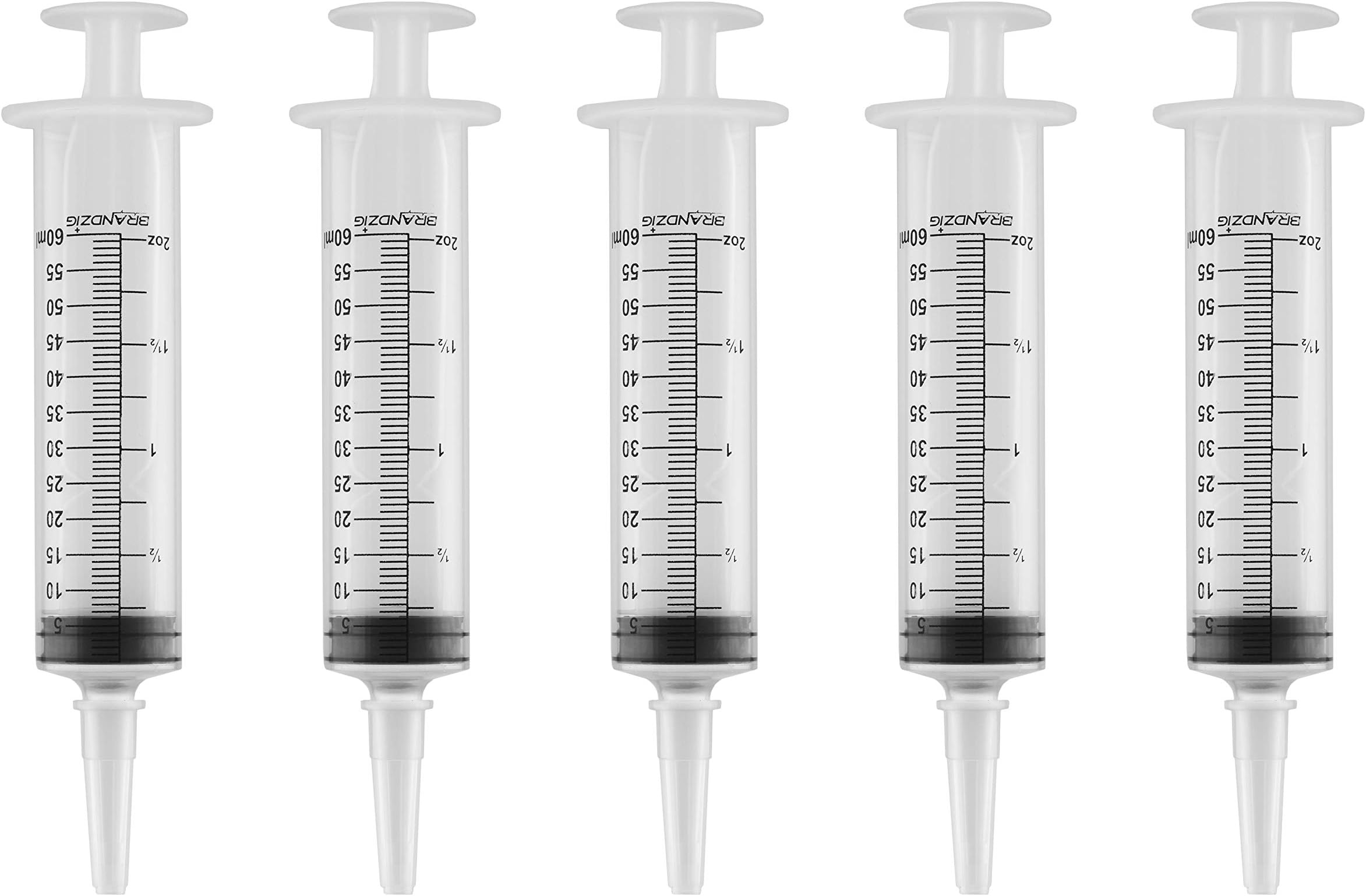 60ml Catheter Tip Syringe with Cover 5 Pieces by Brandzig – Sterile Disposable Medical Grade Syringe For Precise Medication Dispensing