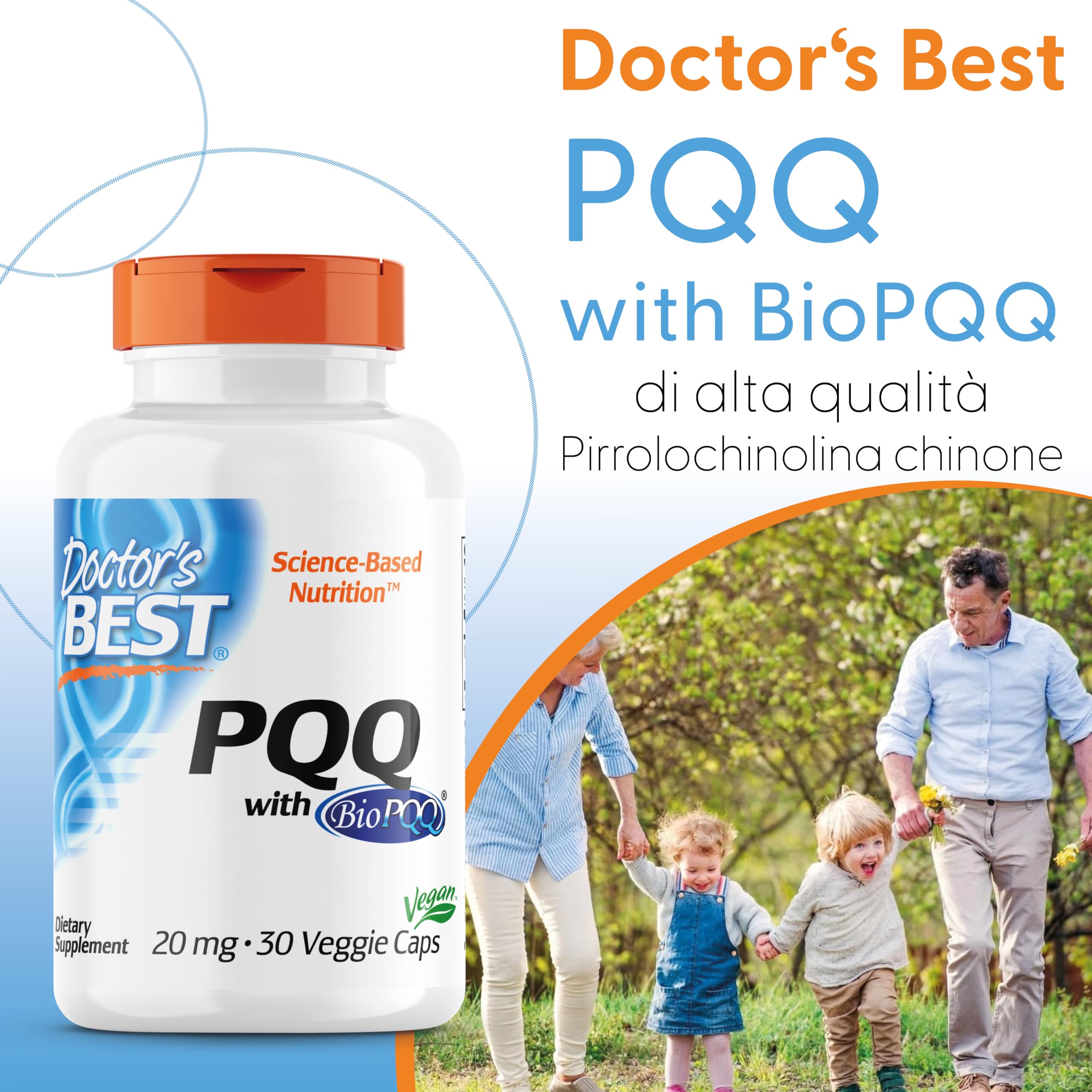 Doctor's Best, PQQ (Pyrroloquinoline Quinone), con BioPQQ, 20mg, 30 Capsule vegane, Altamente Dosato, Testato in Laboratorio, Senza Soia, Senza Glutine, non OGM