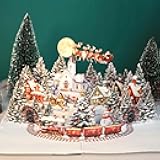 3D Pop-Up Christmas Greeting Card with Santa and Reindeer Scene, Detailed Snowy Village Holiday Card for Family and Friends, Festive Season Greetings