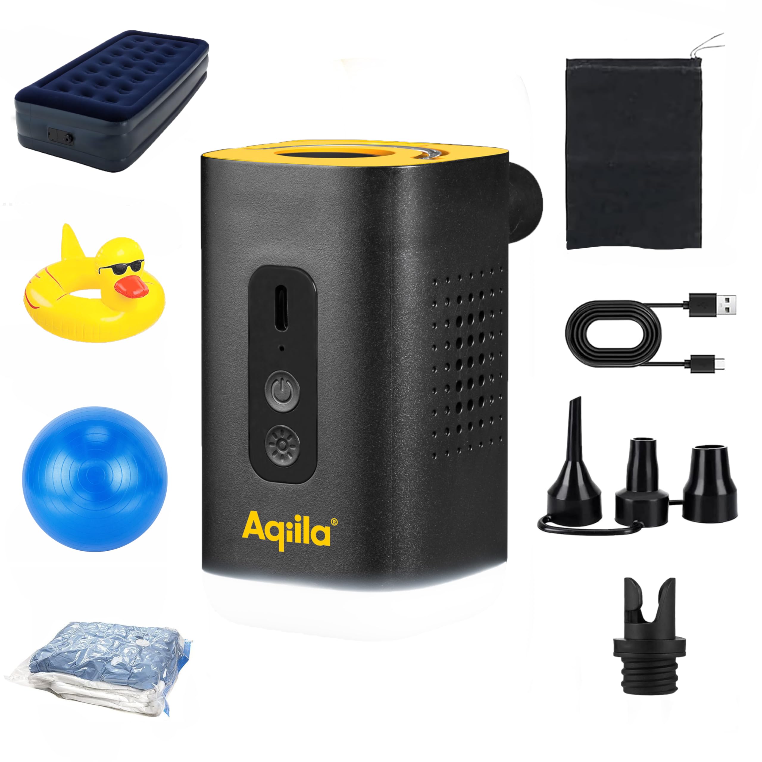 Airbird C2 - Pompa d'aria portatile e compressore ad alte prestazioni con amplificatore tascabile, impostazione rapida e spegnimento automatico, gonfiatore preciso di materassi e palloncini