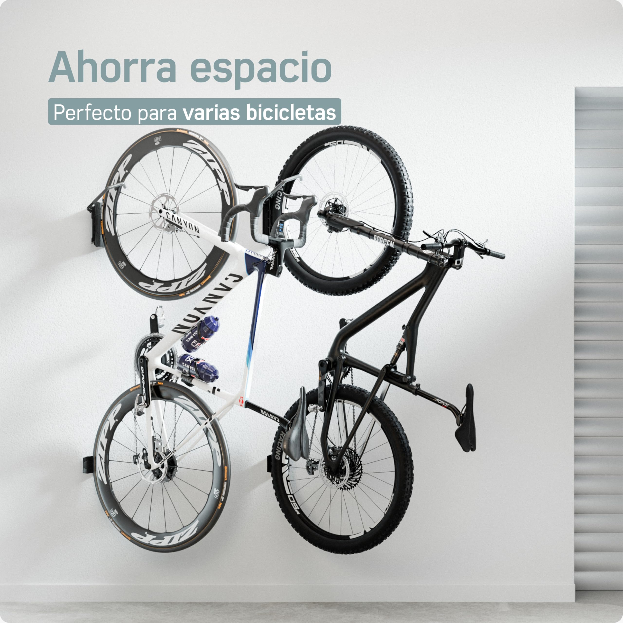 Borgen Soporte Bicicleta Pared Giratorio hasta 35 kg – Soporte Bici Vertical Ahorra Espacio – Incl. Tacos Fischer DuoPower para Montaje Seguro – Embalaje sin plástico