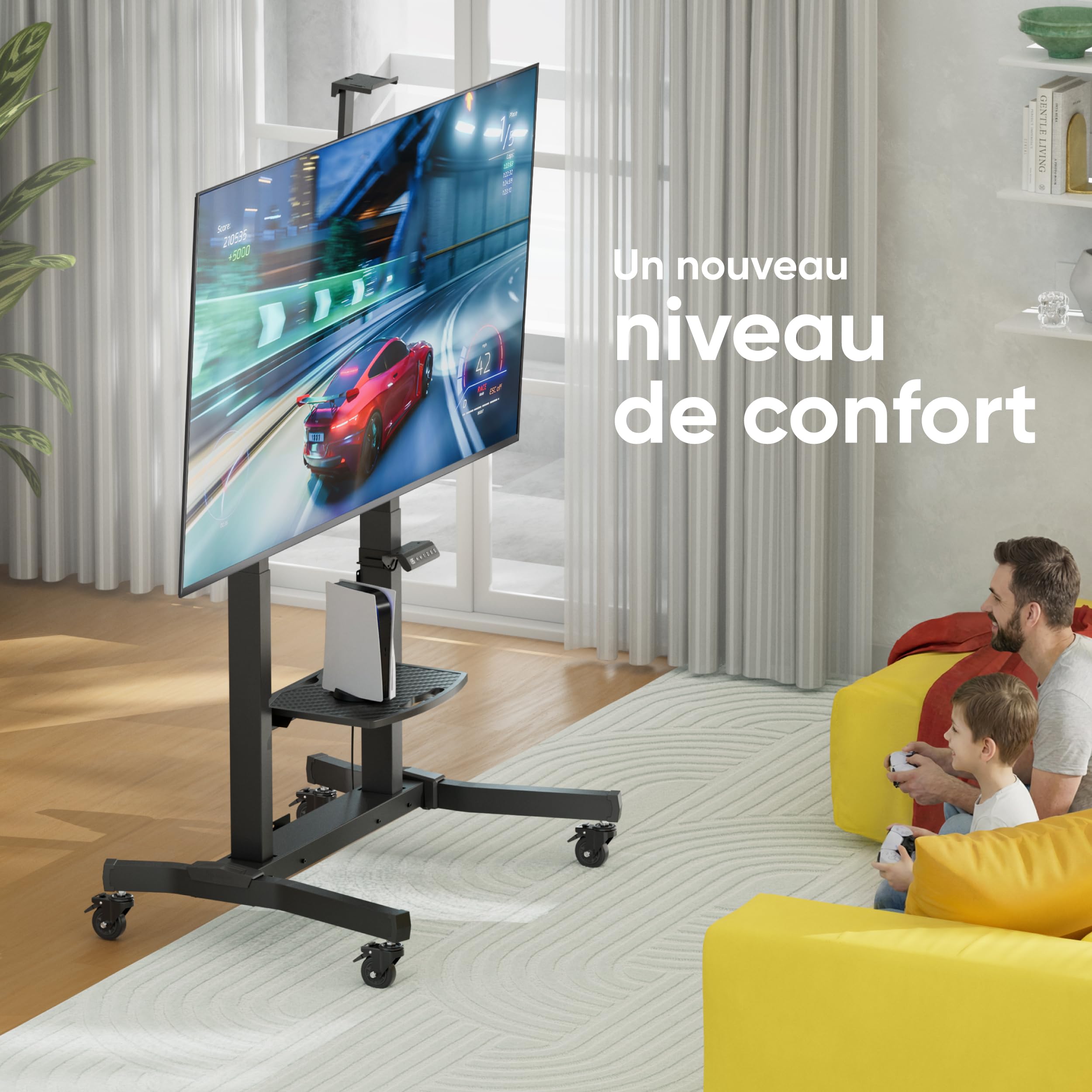 ONKRON Support TV Motorisé 50"-100", 120 kg, Max VESA 1000x600, TS1991E-B