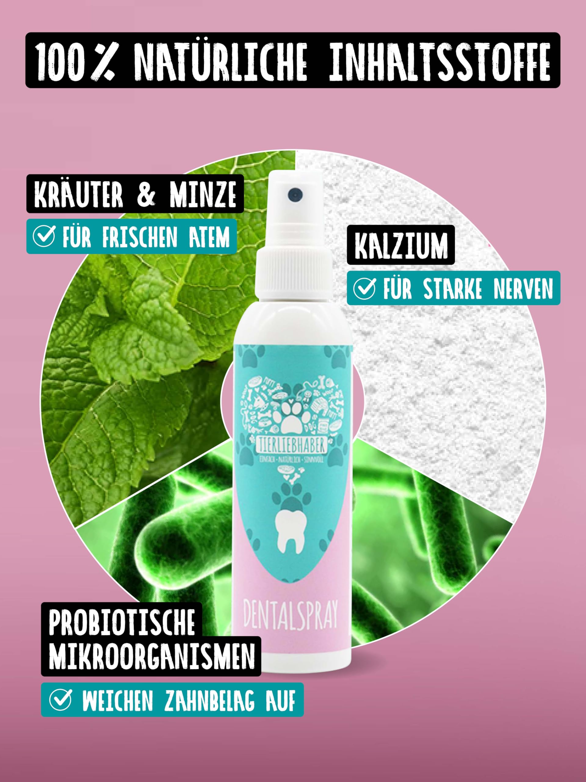 TIERLIEBHABER Dentalspray für Hunde Zahnpflege – Mit Tierärzten entwickelt – Zahnpflege Hund 100% natürlich – Schonende Zahnreinigung Hund Zahnpflege – Gegen Zahnstein Hund Mundgeruch & Zahnbelag