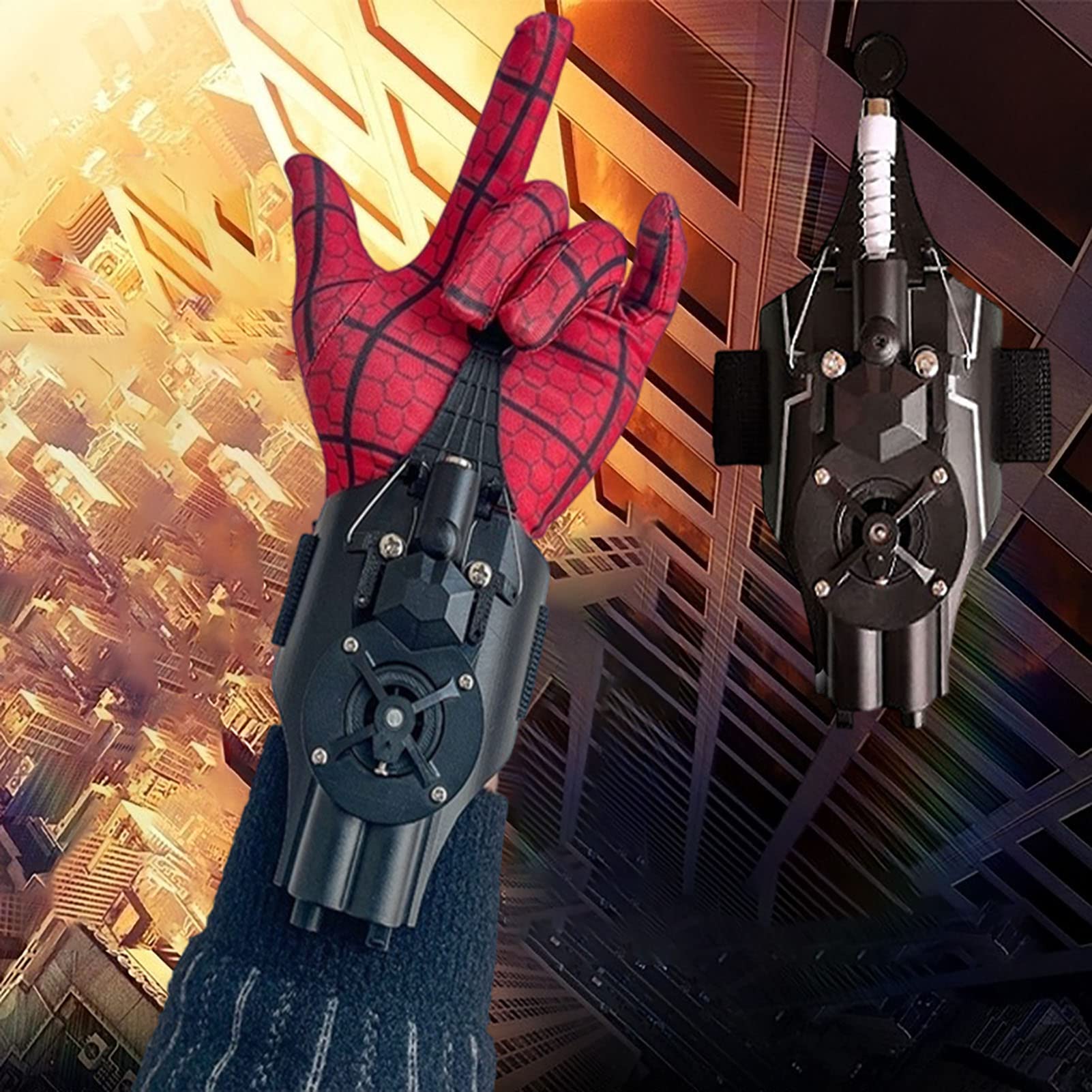 Spider Web Launcher， Electric 9.8 ft Real Rope Spider String Shooter Cool Gadgets,Super Hero Role-Play Stuff Fun Toys Great for Kids(Black)