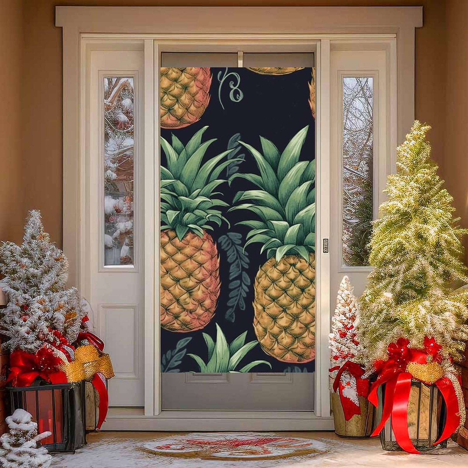 NONHAI Pineapple Door Cover Decoration Welcome Door Banner Porch Sign Photo Background DoorCurtains for Doorway Privacy Window Curtain Porch Cover Indoor Outdoor Decor 70.9x35.4in