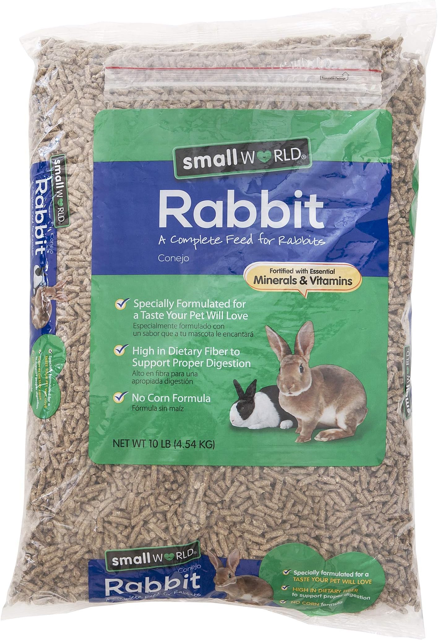 Rabbit Food, Complete Feed, Pelleted Food for Rabbits, Fortified with Essential Vitamins & Minerals for Daily Health, High-Fiber Diet for Digestive Support, Resealable Bag, 10 lb