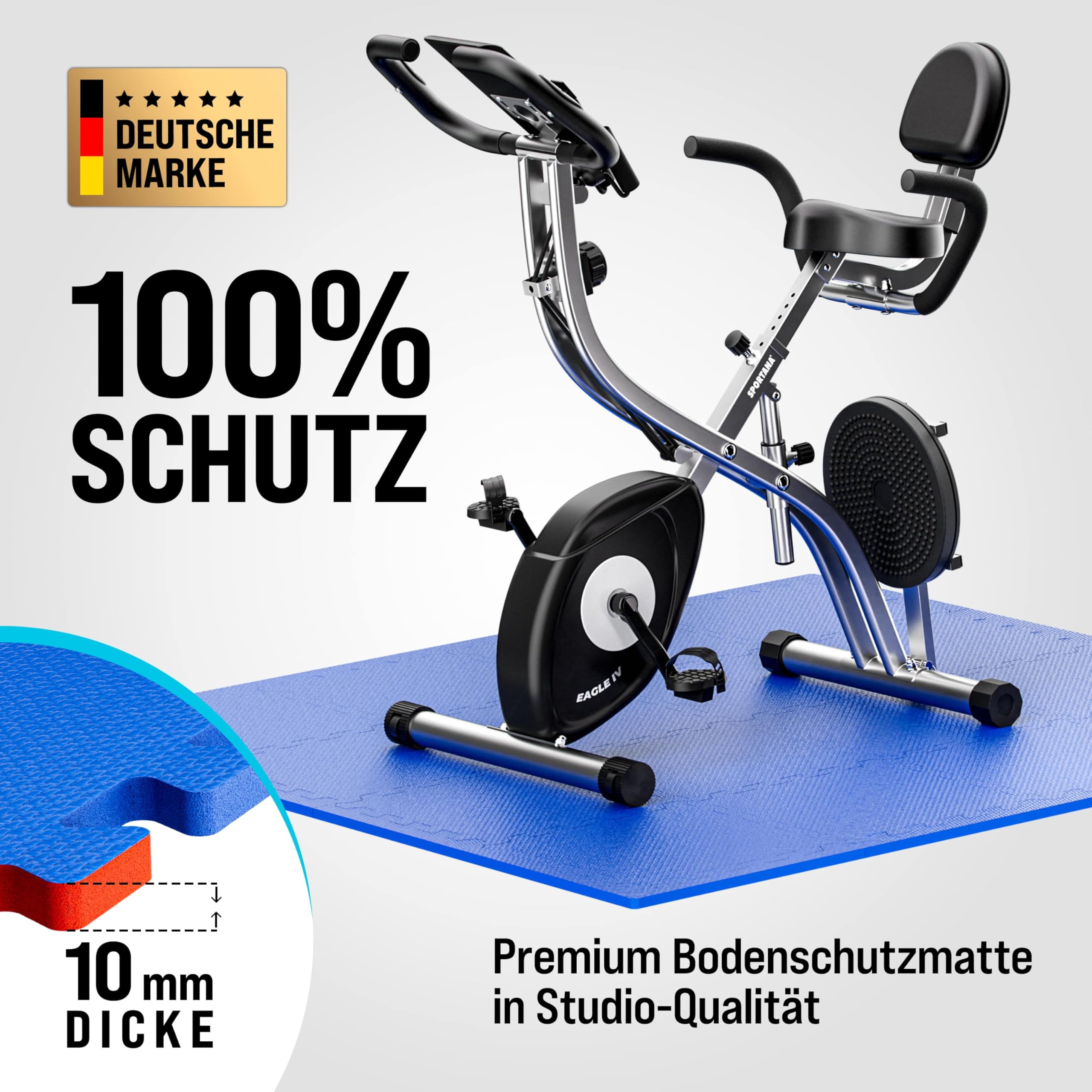 MONZANA® 32x Bodenschutzmatte für Pool & Fitness 45x45cm rutschfest Fitnessgerät Wärmeisolierend Eva-Schaumstoff Erweiterbar Unterlage Blau