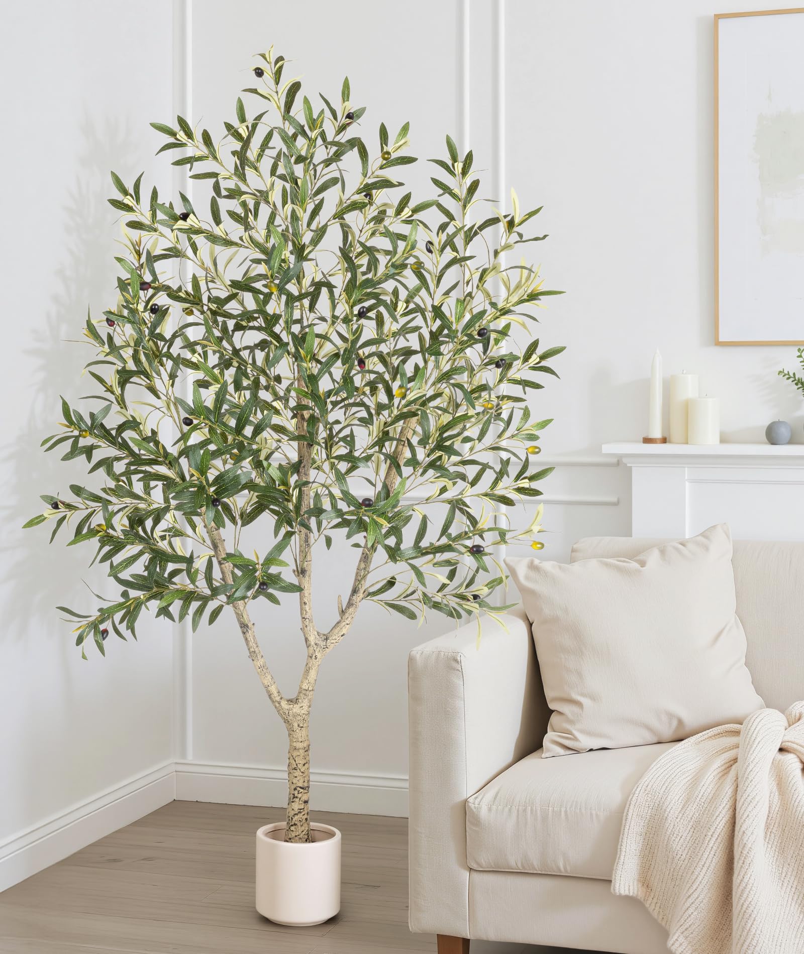 Olivenbaum Künstlich - 150cm Kunstpflanze Olivenbaum wie echt | Künstliche Pflanzen Groß Olivenbaumpflanze im Topf, Künstlicher Olivenbaum Deko für Wohnzimmer, Schlafzimmer, Büro, Garten
