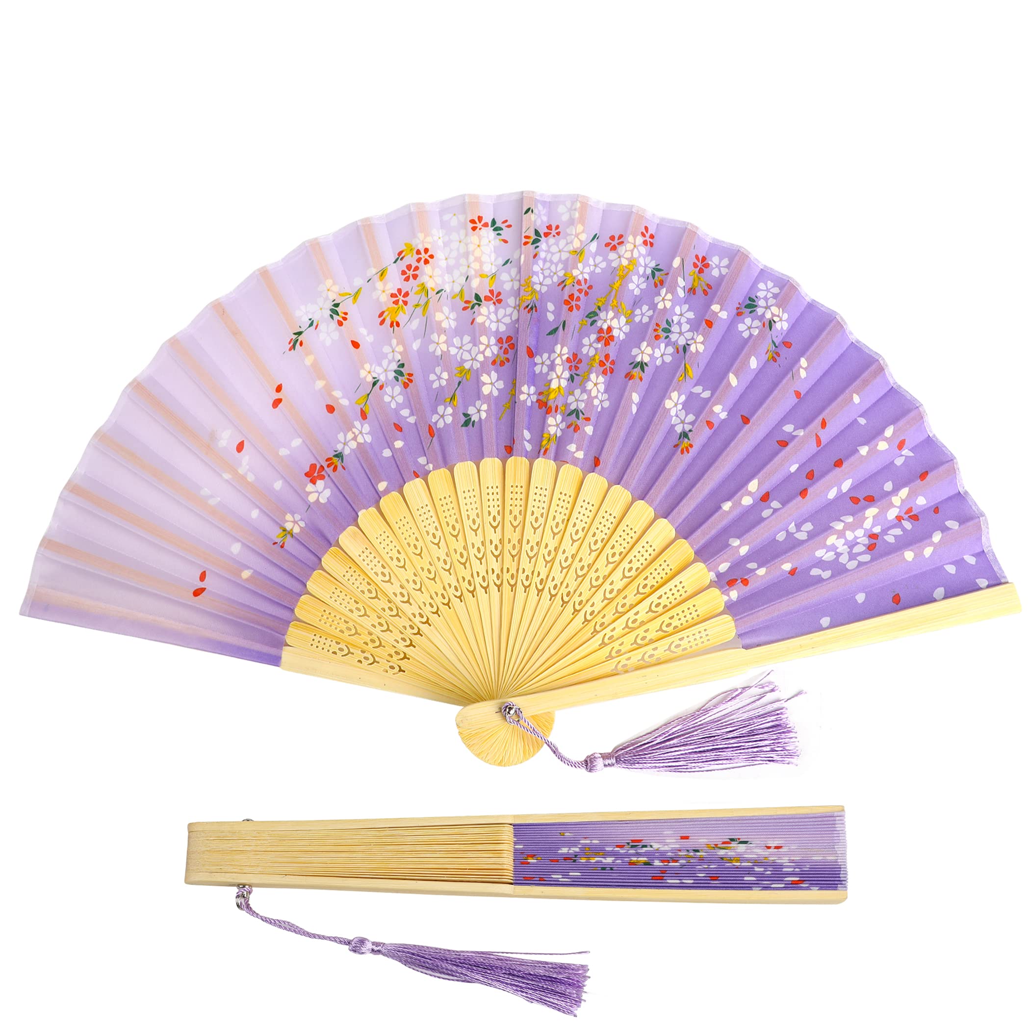 DERAYEE Folding Folding Fan, Made of Bamboo, Japanese Style, Summer, Stylish, Hand Held, For Festivals, Fireworks Displays, Japanese Accessories, Present, Beautiful, purple, Free size : Clothing, Shoe