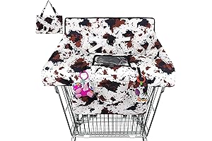 Baby Shopping Cart Cover, Cow 2-in-1 Highchair Cover with Harness and Phone Pouch
