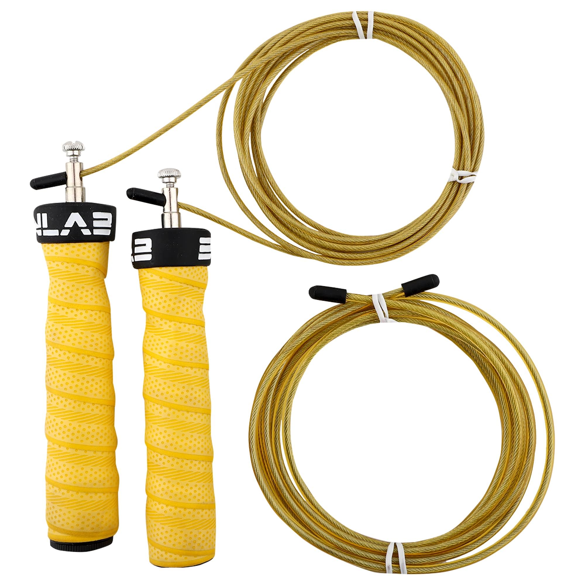 Burnlab Pro Performace Skipping Rope - Anti Slip, Adjustable, Ball Bearing Design for Gym, Crossfit, Double Unders, Speed Jumping, Boxing, Cardio and Weight Loss - for Men and Women (Yellow)-image-36