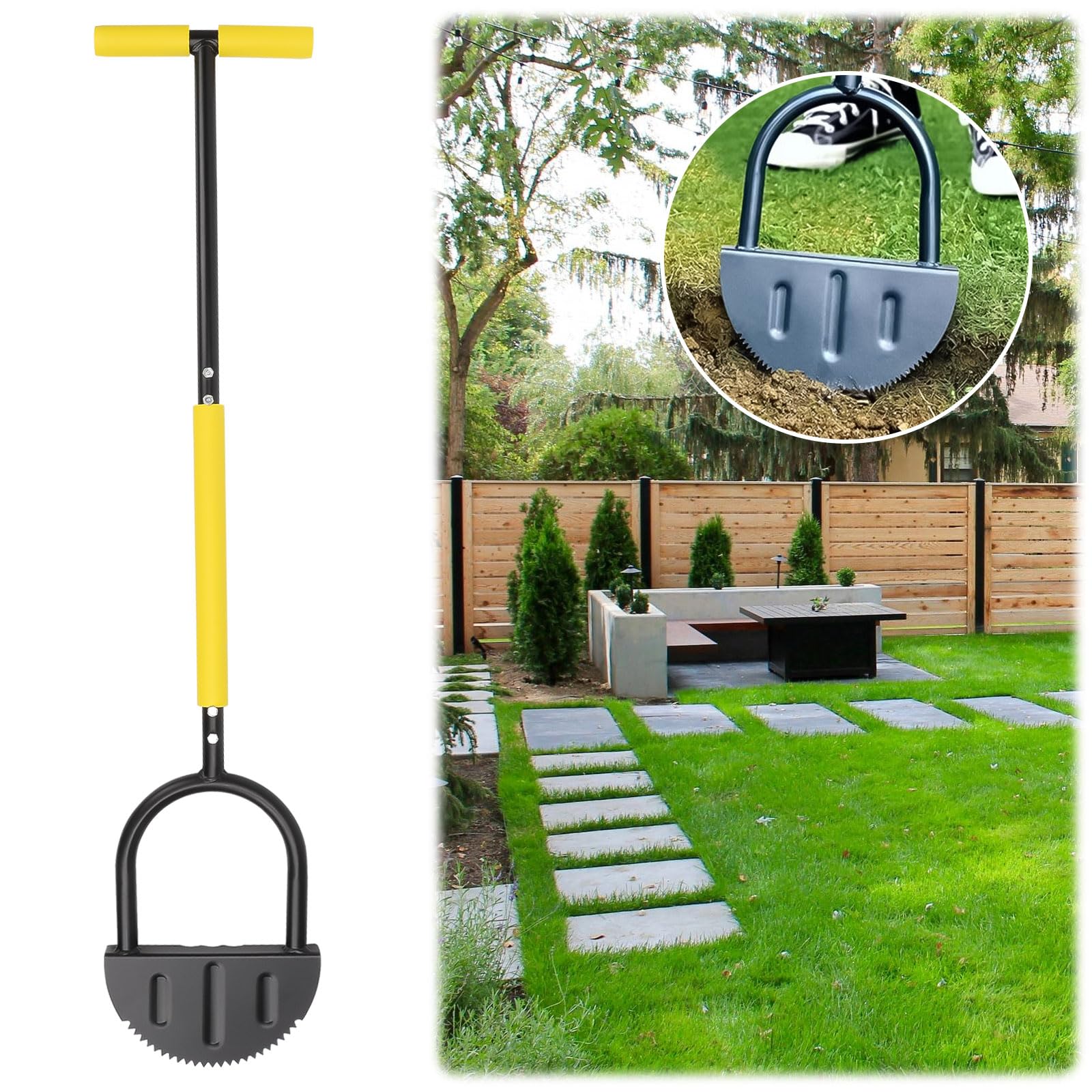 Strumento per bordatura del prato, strumento per bordi da giardino con denti di sega, per erba, giardini, aiuole, marciapiedi