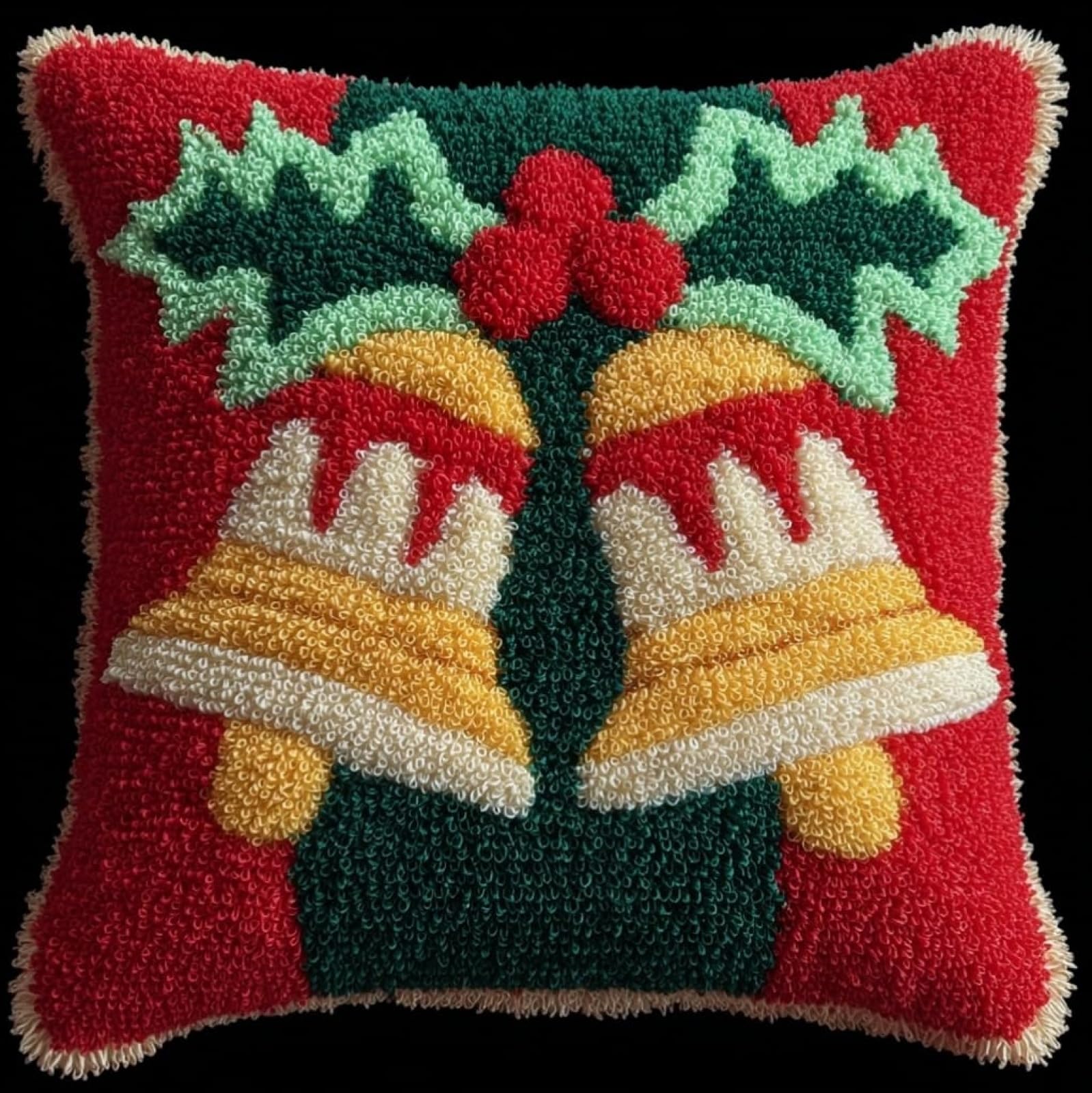 AxiangziK DIY Latch Hook Pillow Kit,Christmas Bells
