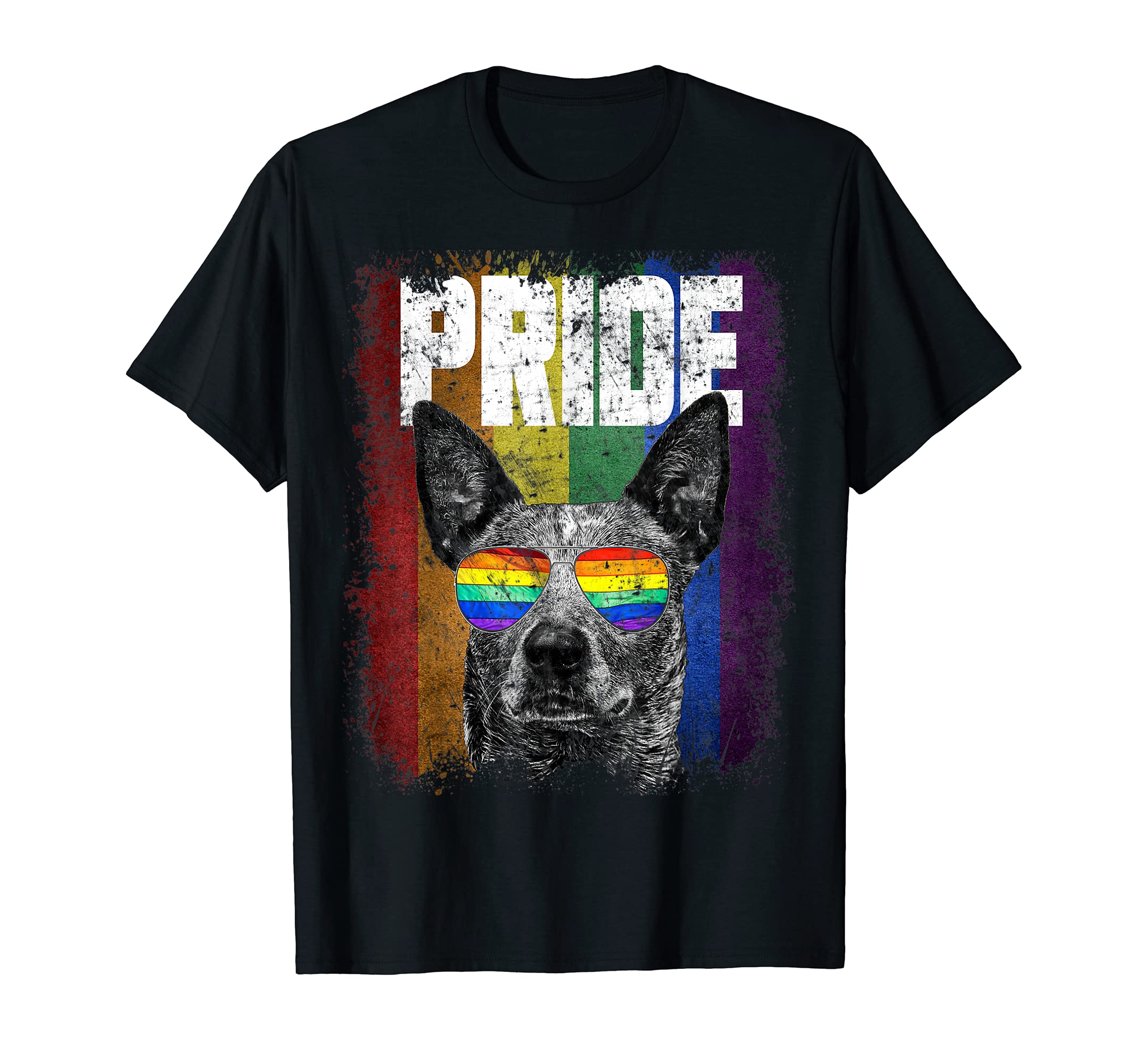 Gay Pride Australian Cattle Dog LGBT LGBTQ Funny T-Shirt, Black