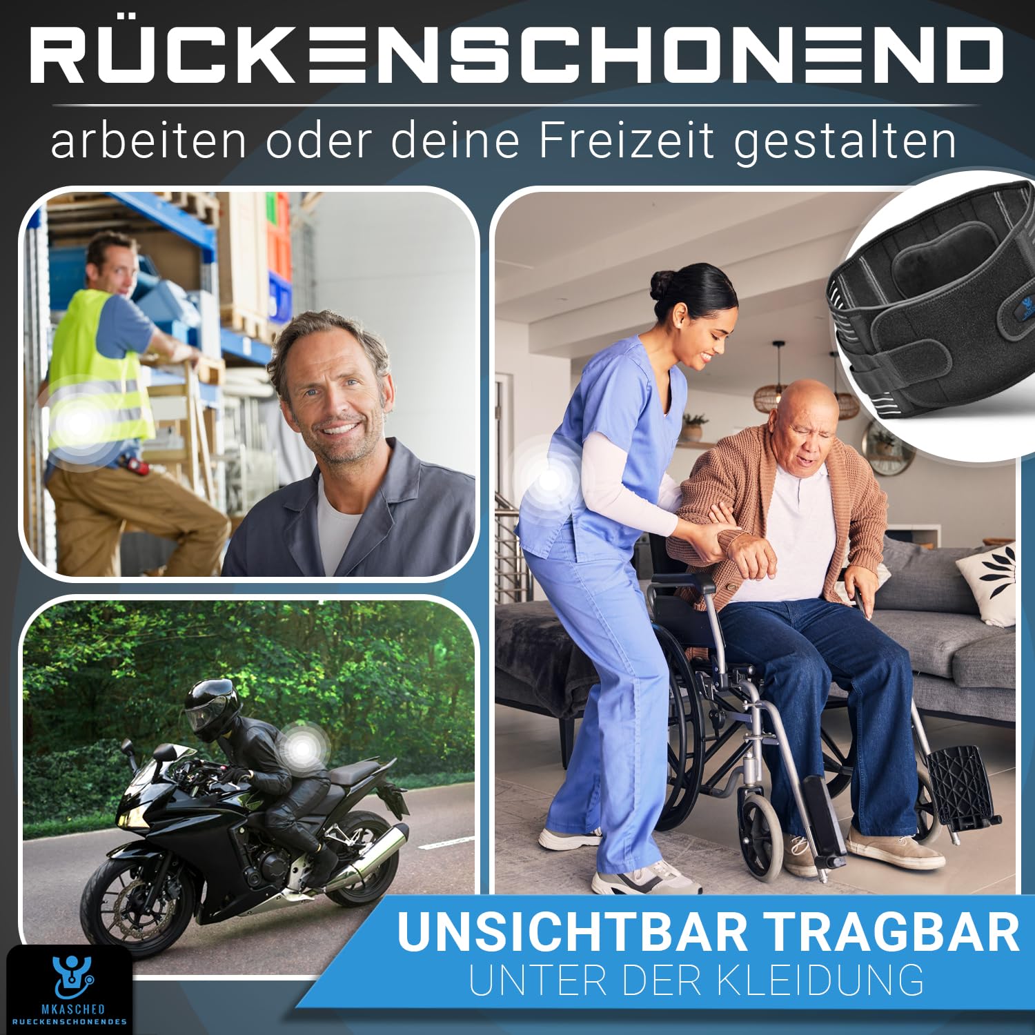 Rückenstützgürtel Bandscheiben GürtelOrthopädischer Rückenbandage mit 2 Lendenpolstern & atmungsaktiven Mesh Rückenchmerzenlinderung,&Haltungsprobleme Verstellbar für Männer/Frauen