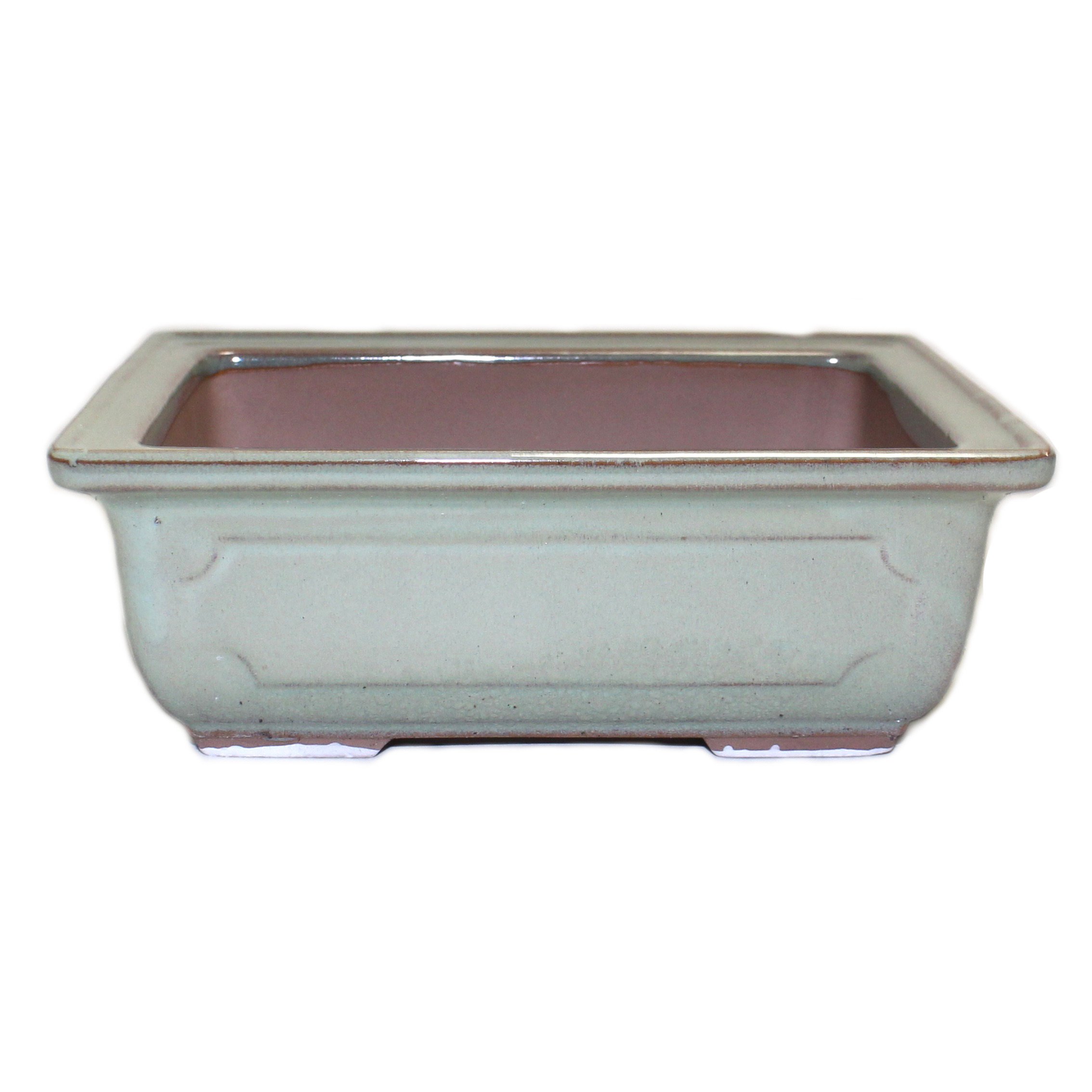 Bonsai Pot Ceramic Rectangle Window Shaped Decorations (6.5", Oribe-Yu)