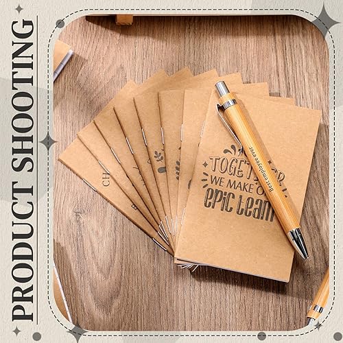 Miniatura 5 de Jetec 60 paquetes de regalos de agradecimiento a los empleados que incluyen 30 bolígrafos retráctiles de bambú de tinta negra, 30 cuadernos