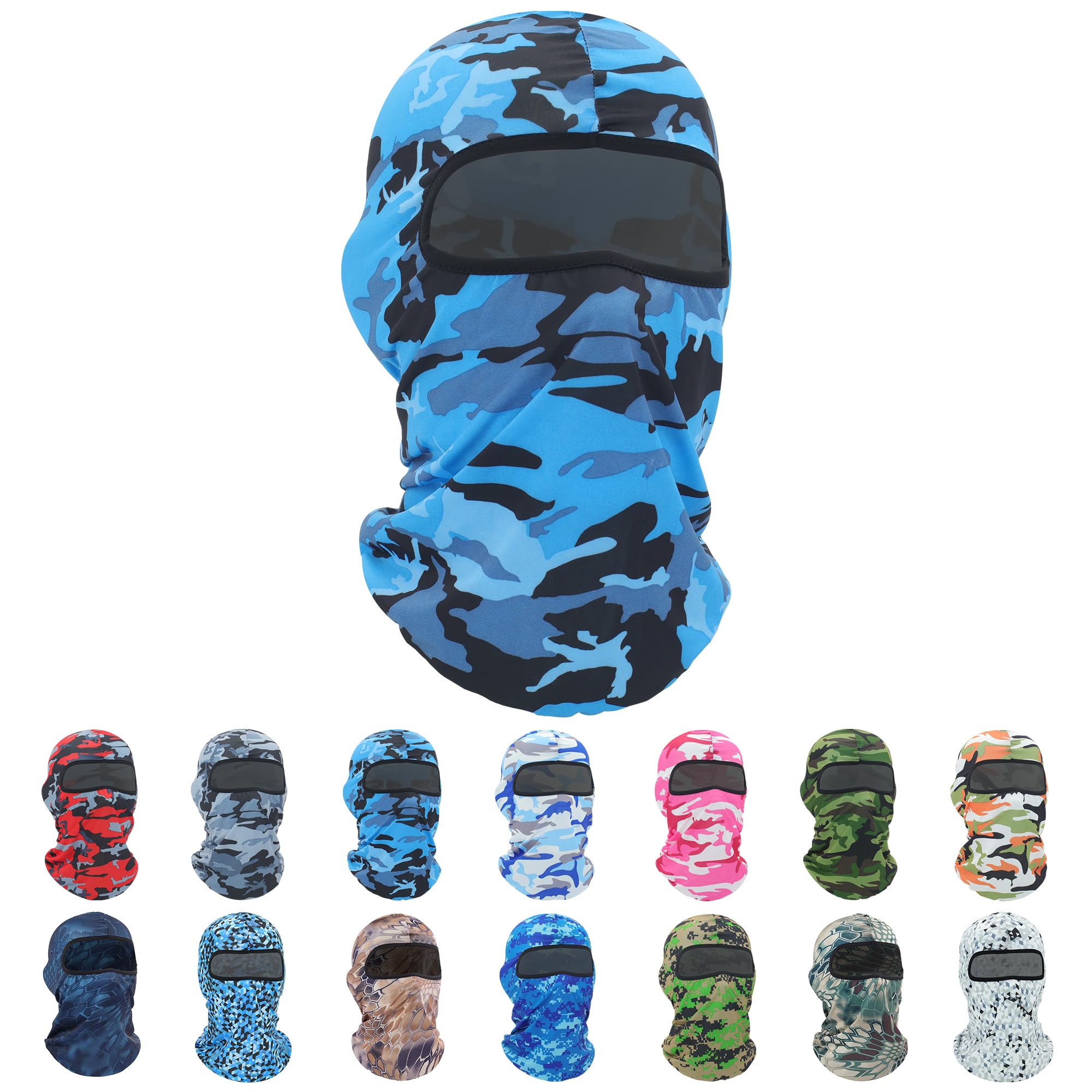 Pukavt 1-4 Pack Balaclava Face Mask, Ski Mask for Men Women, UV Protection Windproof Scarf for Motorcycle Snowboard Cycling,Camouflage Blue