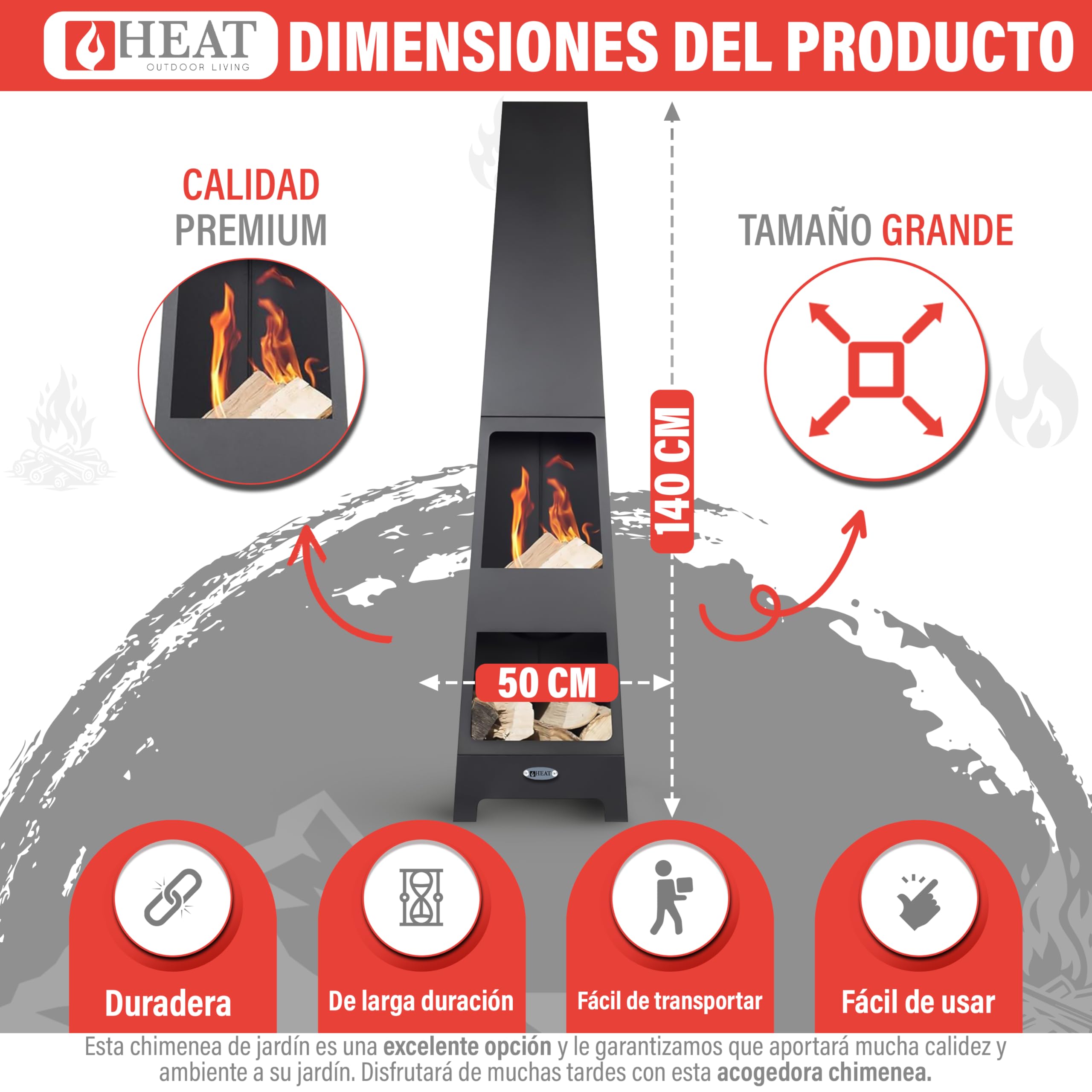 Estufa de jardín Oslo - Acero - Jardineria - Brasero - Jardin - Estufa Exterior - Chimeneas Exterior Chimenea de Jardín - 36x36x150 cm