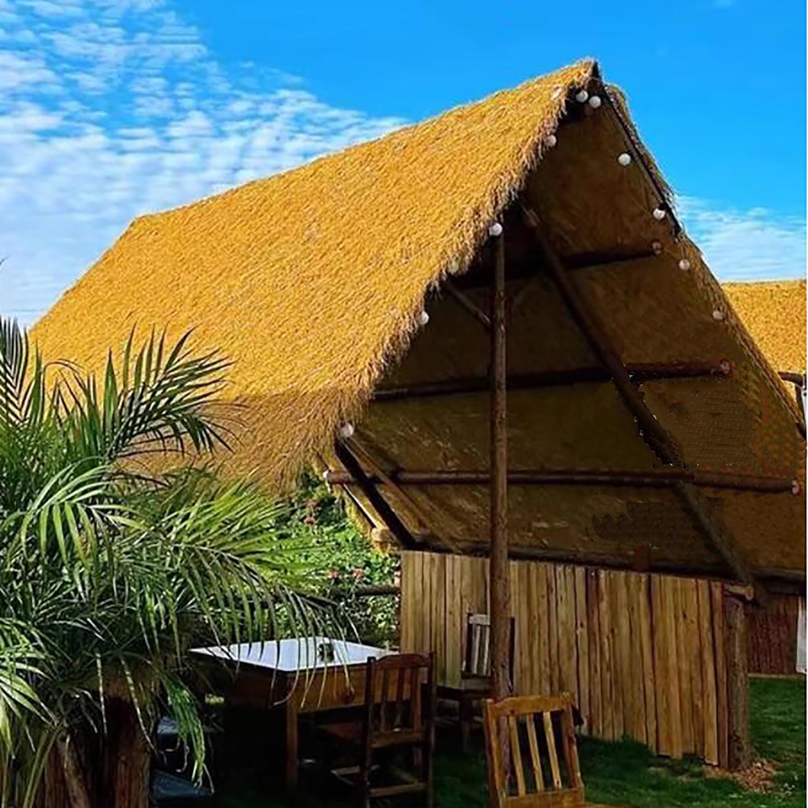 Thatch Roofing For Mexican Tiki Hut Grass - Tropical Paradise Tiki Bar Decor - Transform Your Outdoor Party With Grass Table Skirt & Wall Panels(Yellow, 40 X 16 Inch