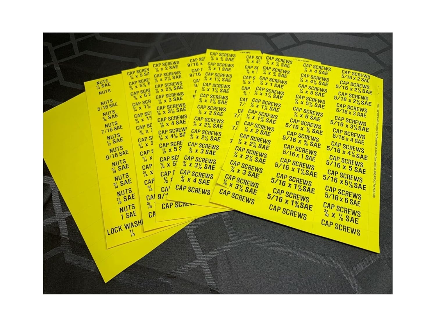Adhesive Bin Labels Cap Screw Nut Bolt Washer Assortment Fastener 6 Pages