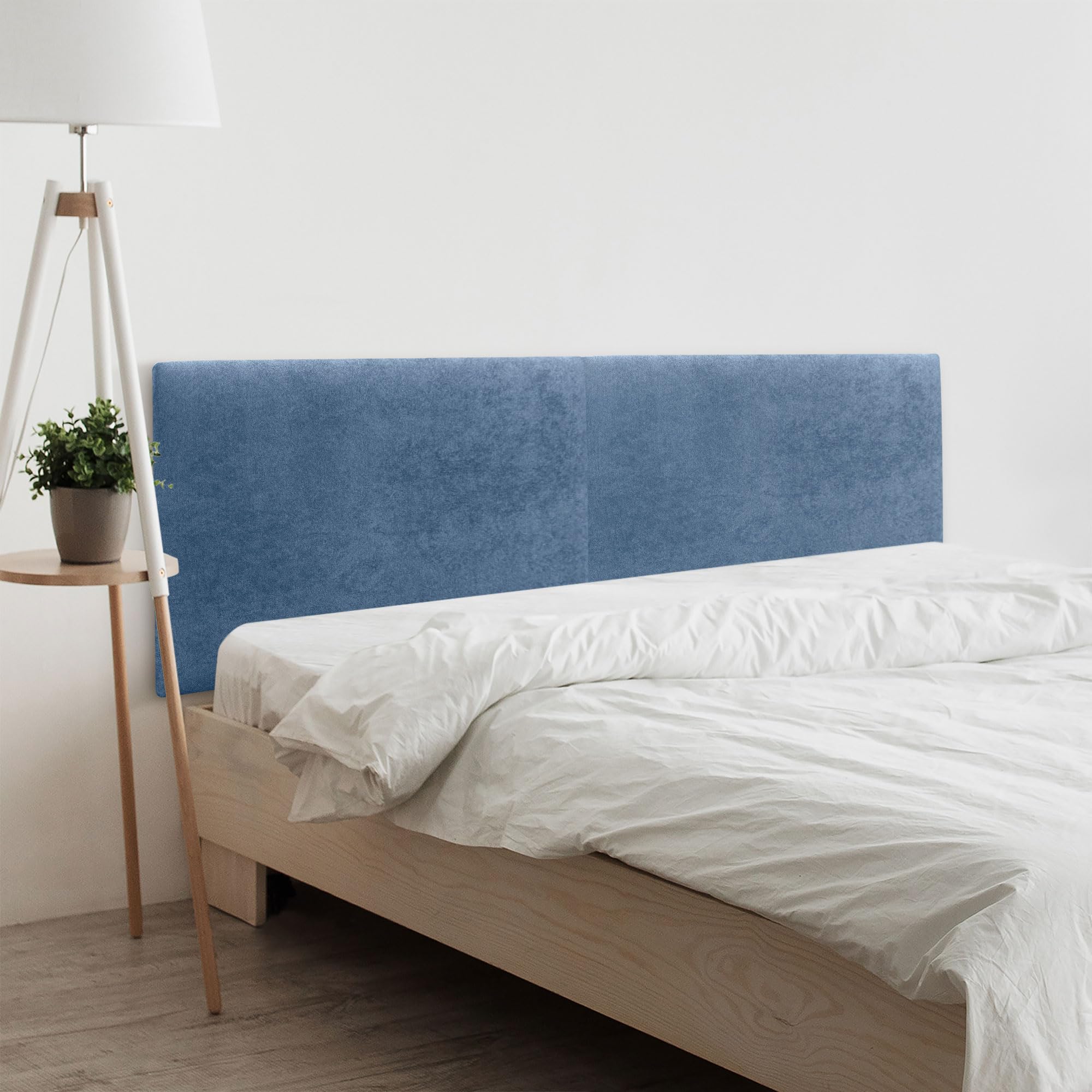 DHOME Cabecero de Polipiel o Tela Acualine Liso Dual Dividido en 2 Piezas Tapizado de Alta Gama Cabezal Tapizado Moderno (Tela Azul, 180cm Dual (Camas 180/190))