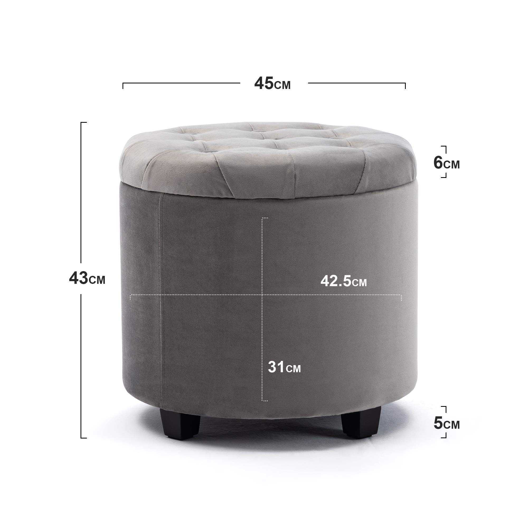 Set 2 Pouf Contenitore In Velluto - Design Moderno Con Base Metallica, Ideale Per Soggiorno O Camera - Foto 5