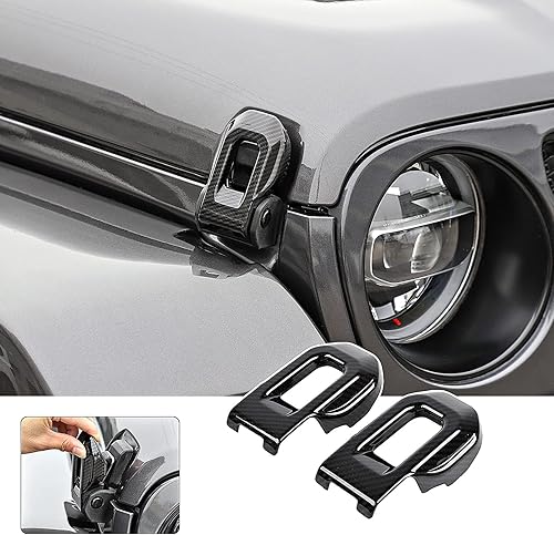 Miniatura 2 de Unifizz Cubierta de fibra de carbono para soportes de bloqueo de capó de automóvil para Wrangler JL JLU 2018-2021 y Gladiator JT 2018-2021