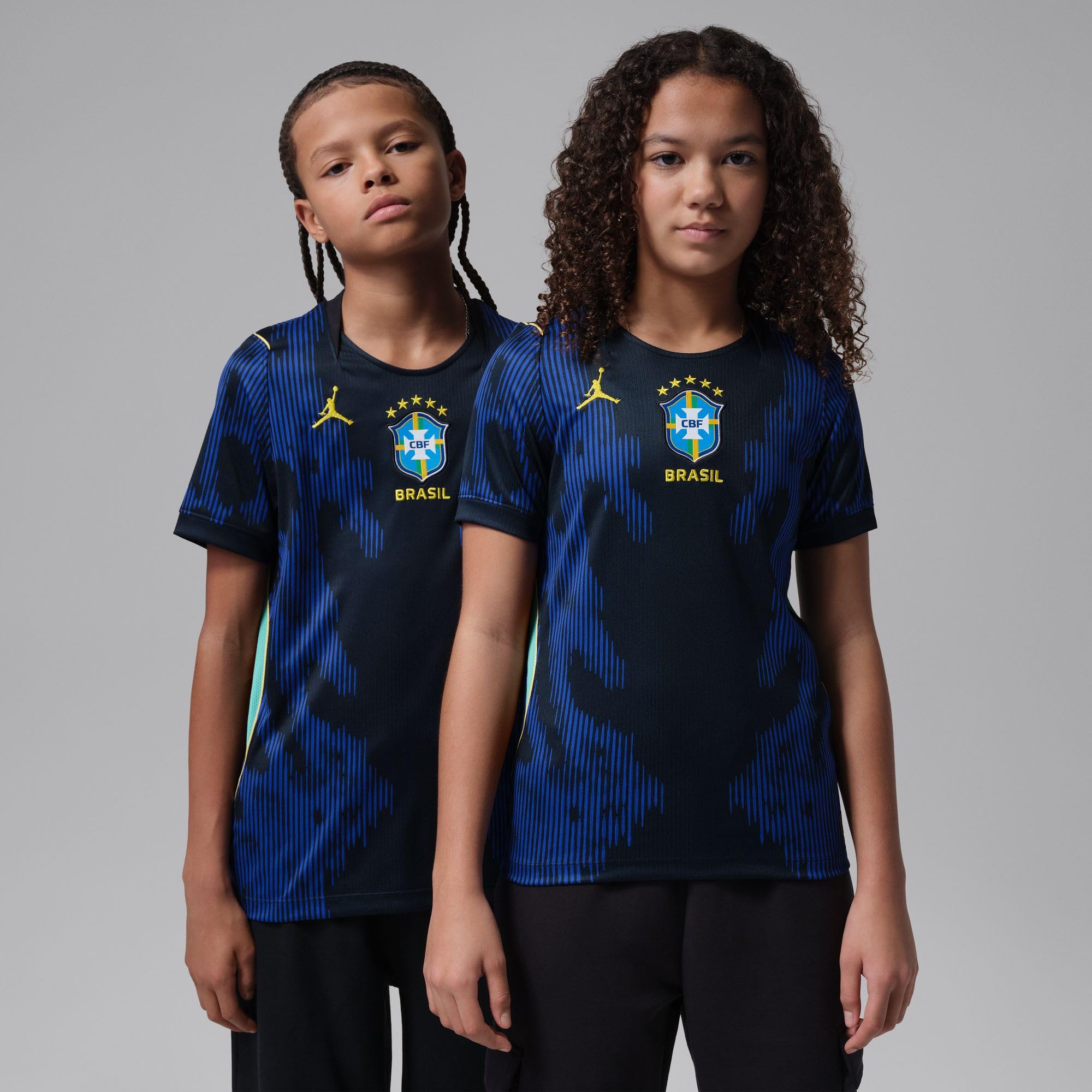 NIKE Brasilien 2026 Auswärtsstadion Jordan Dri-FIT-Replika-Fußballtrikot für ältere Kinder, IU1080