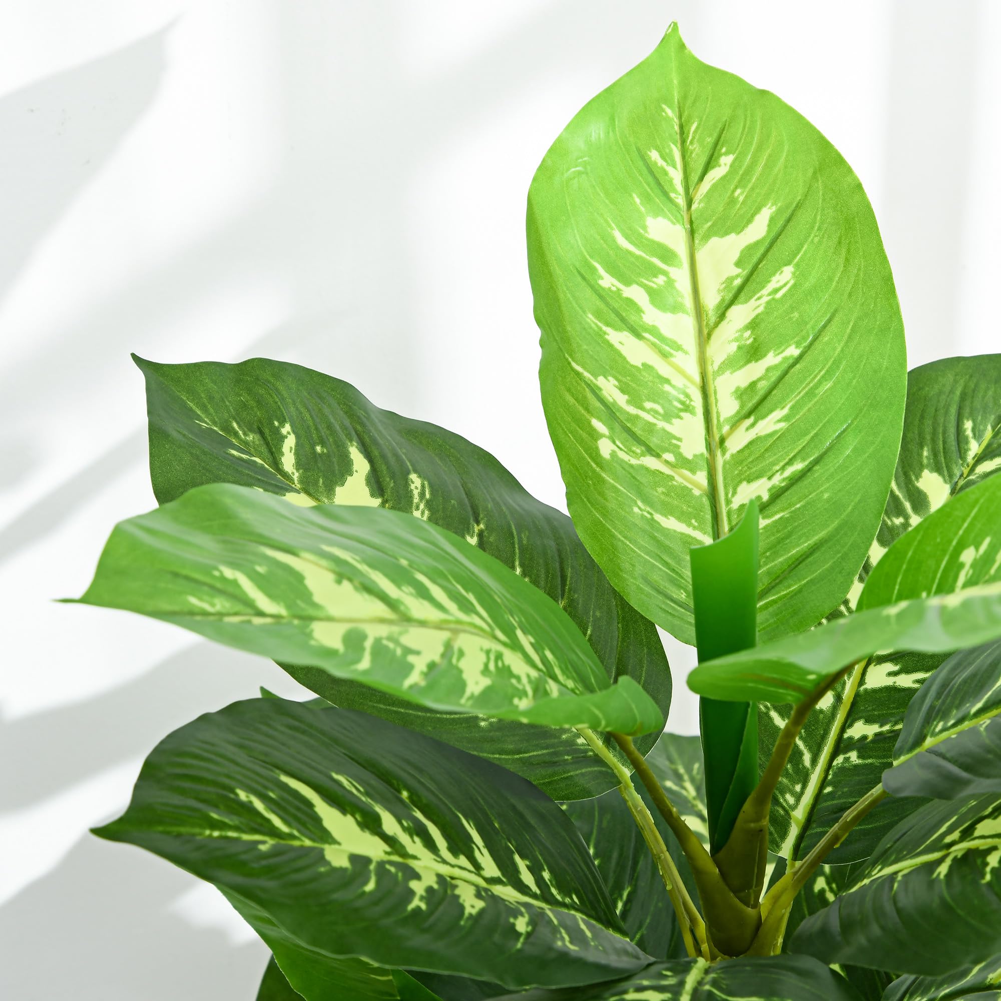 HOMCOM Plante Artificielle Calathea Hauteur 120 cm Pot Ciment Intérieur