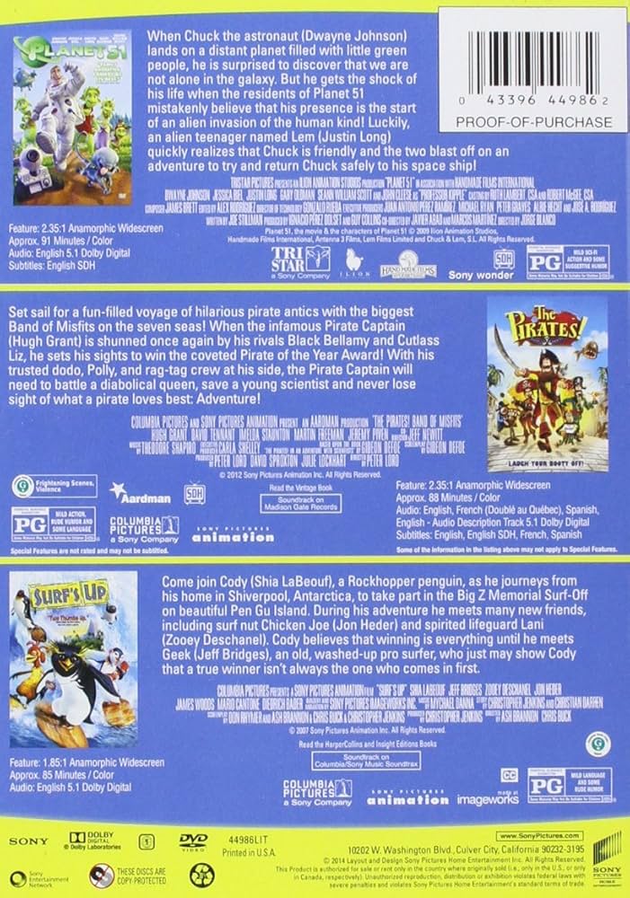 Amazon.com: Pirates! Band of Misfits, the / Planet 51 / Surf's up