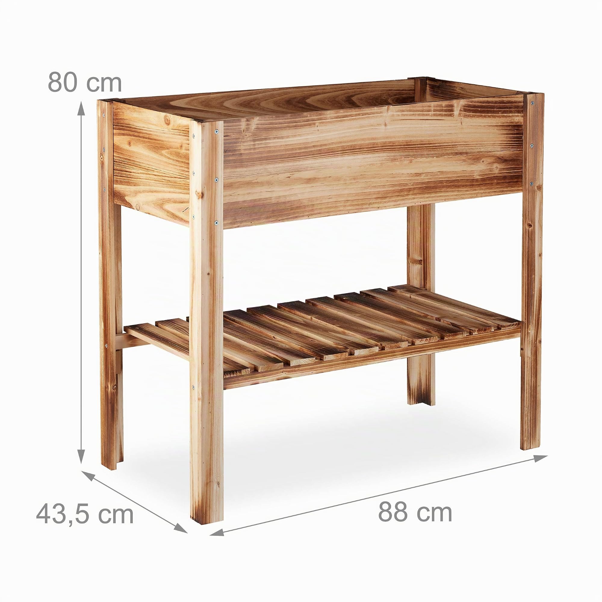 Relaxdays Carré Potager, légume, Herbes, Jardin, Balcon, Jardinière sur Pied, HxlxP: 80 x 88 x 43,5 cm, Bois flambé