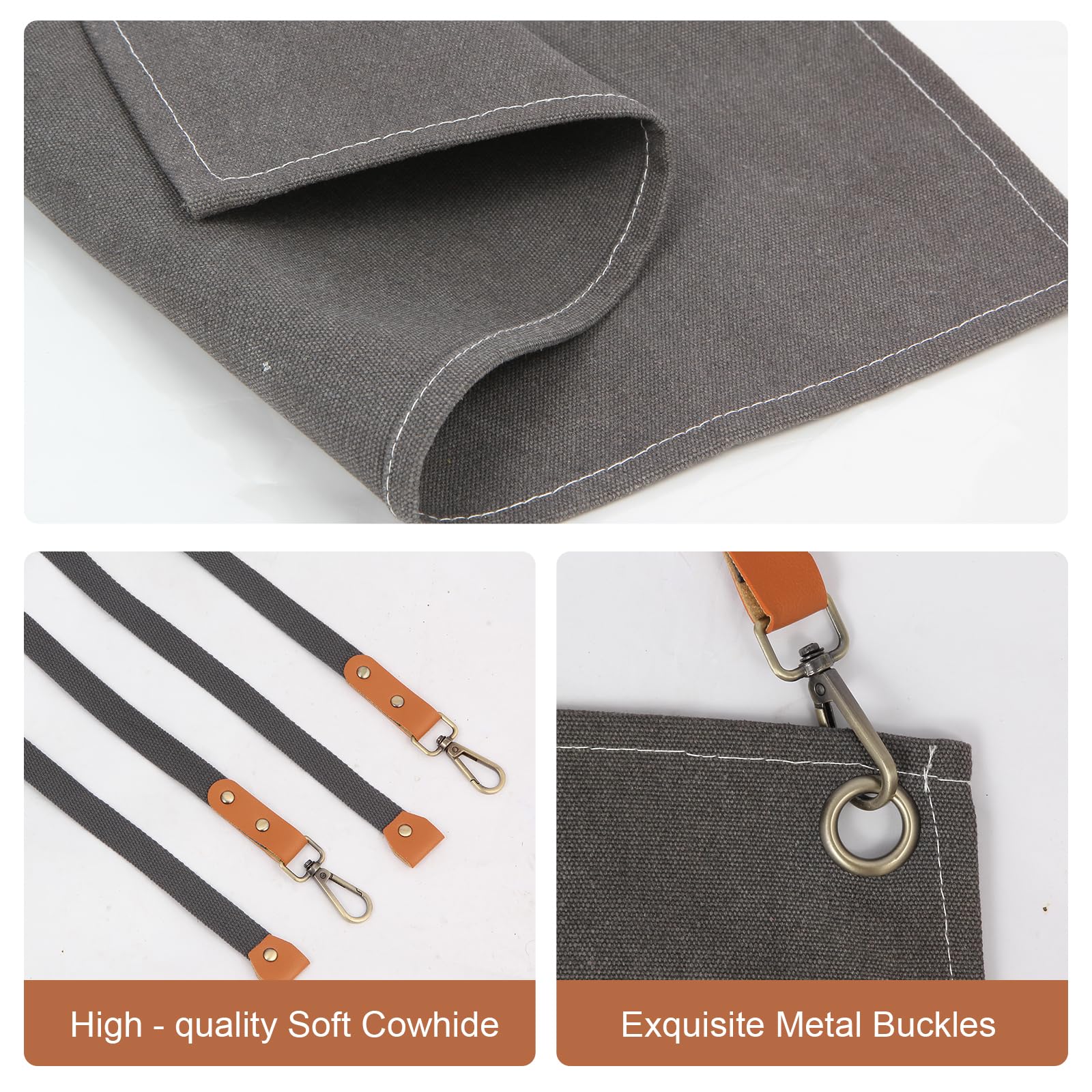 Delantal de herramientas multifuncional para hombre, delantal de lona con múltiples bolsillos, carpintería, mecánico, herrero, delantal de trabajo de camarero