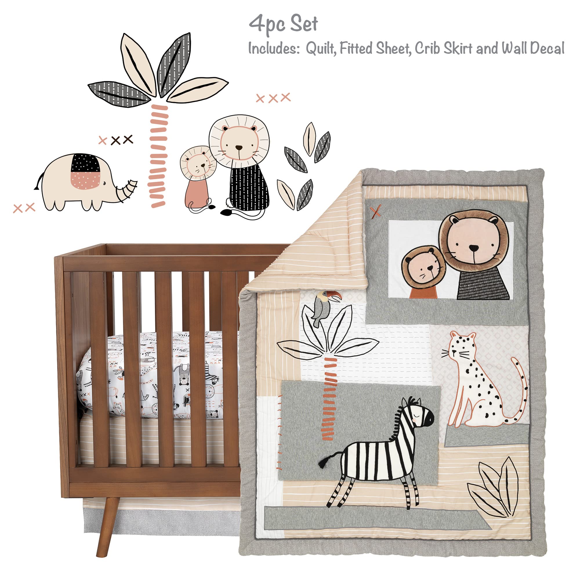 Jungle Friends 5-Piece Safari Animals Nursery Baby Crib, 49% OFF