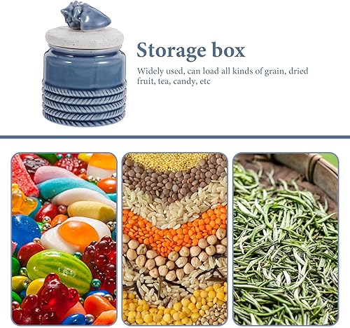 Miniatura 7 de Zerodeko Recipiente de cerámica para té náutico con tapa, soporte para té suelto, tema de playa, recipientes de almacenamiento para té, café, azúcar