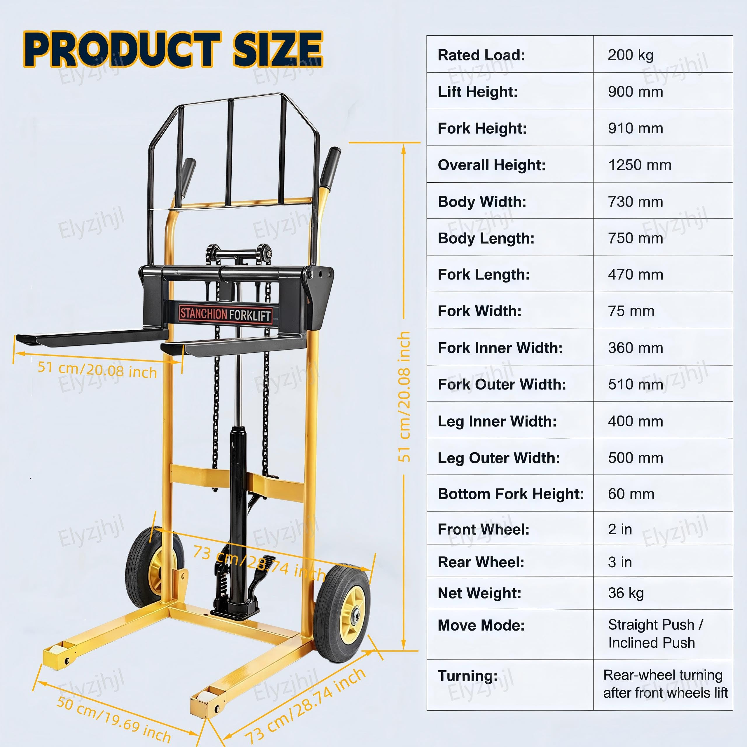 Apilador Hidráulico con Cabrestante Carga de 200 kg, Mesa Elevadora Hidráulica, Carretilla Manual Elevación de 90 cm, Apiladoras Plegable y Portátil, con Ruedas, para Fábricas, Almacenes