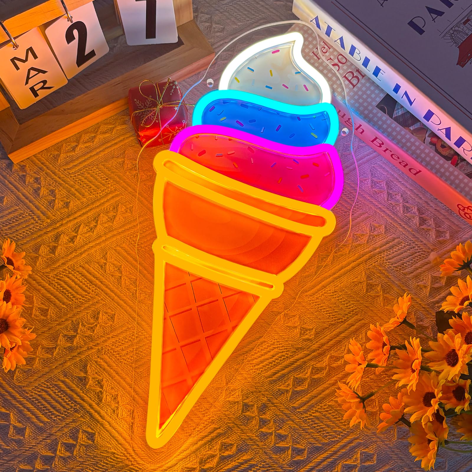 Weeddy Girls Ice Cream A Ice Cream Neon Sign Dimmable Uv-Printed Led Neon Light For Wall Decor