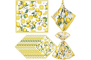 Lemon-Themed Summertime Cloth Napkins (Set of 12)