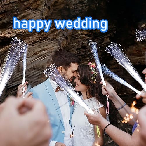 Miniatura 4 de 100 varitas de fibra óptica blanca, 3 modelos de bengalas de boda, varillas luminosas, varitas de luz LED, para boda, despedida de soltera,