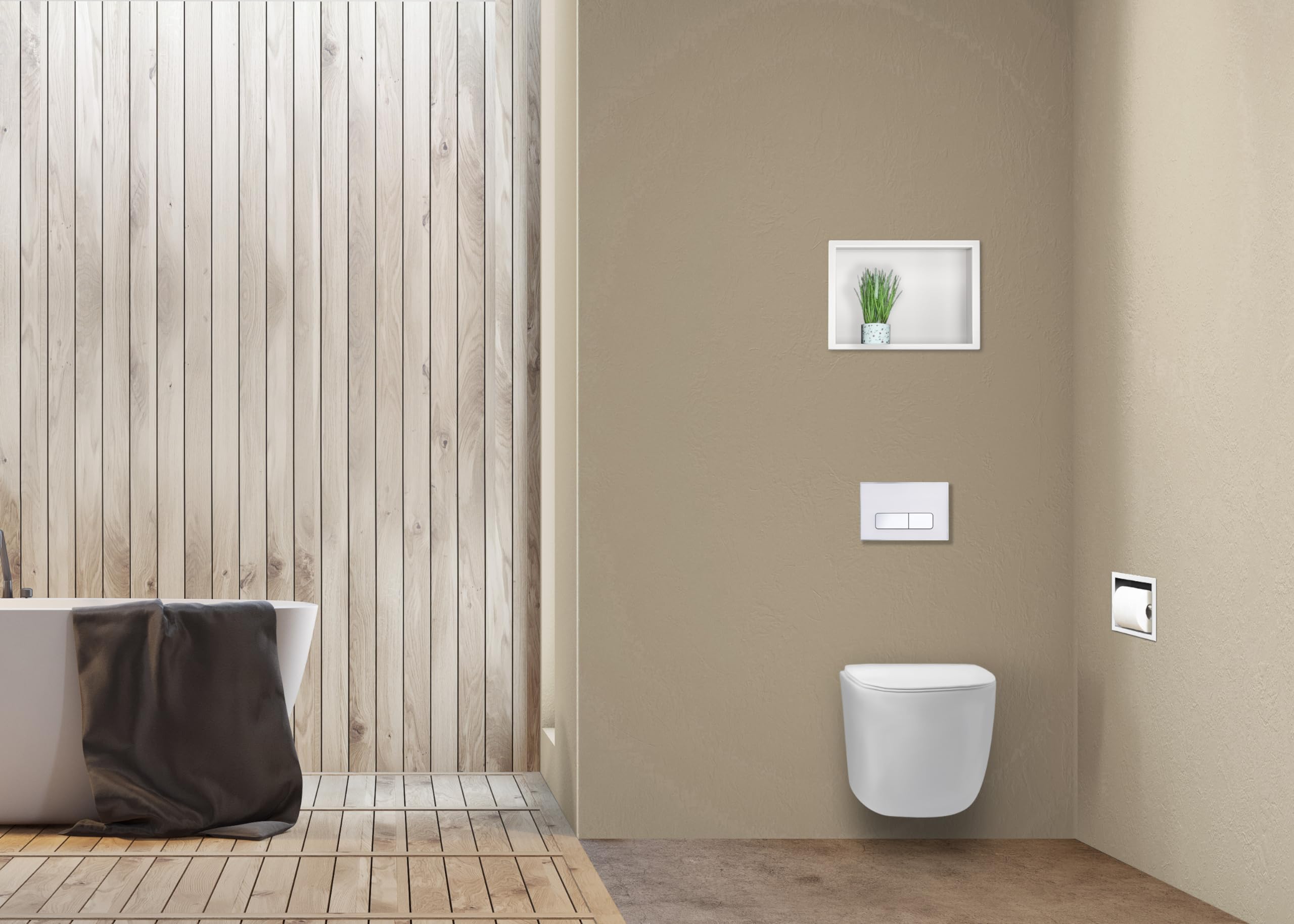 Porta Carta Igienica Acciaio Inossidabile Bianco, Porta Carta Igienica per Bagno, Installazione a Parete, 17,3x17,3x8,6cm, Installazione Ad Incasso, Dispenser Carta Wall-Box Paper 1 Bianco