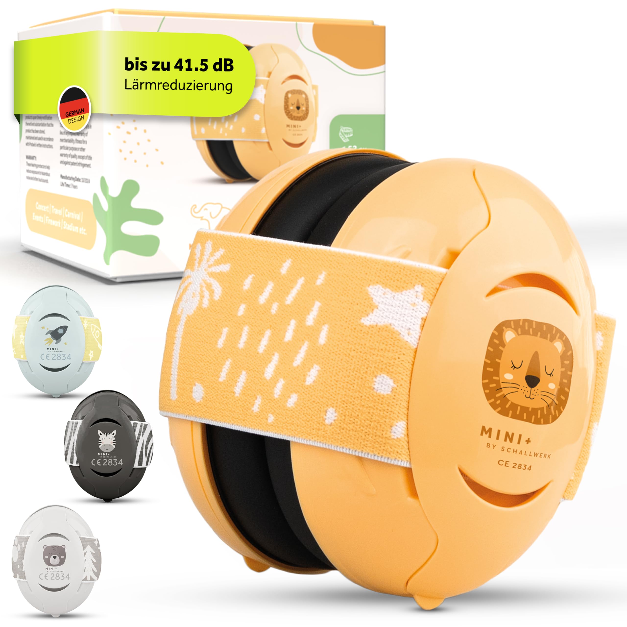 Schallwerk ® Mini+ (Lion Honey) - Ohrenschützer für Kleinkinder - Hochwertige Lärmschutz Kopfhörer Kinder - Gehörschutz Kinder, Gehörschutz Baby, Ohrenschützer Baby Kopfhörer Lärmschutz